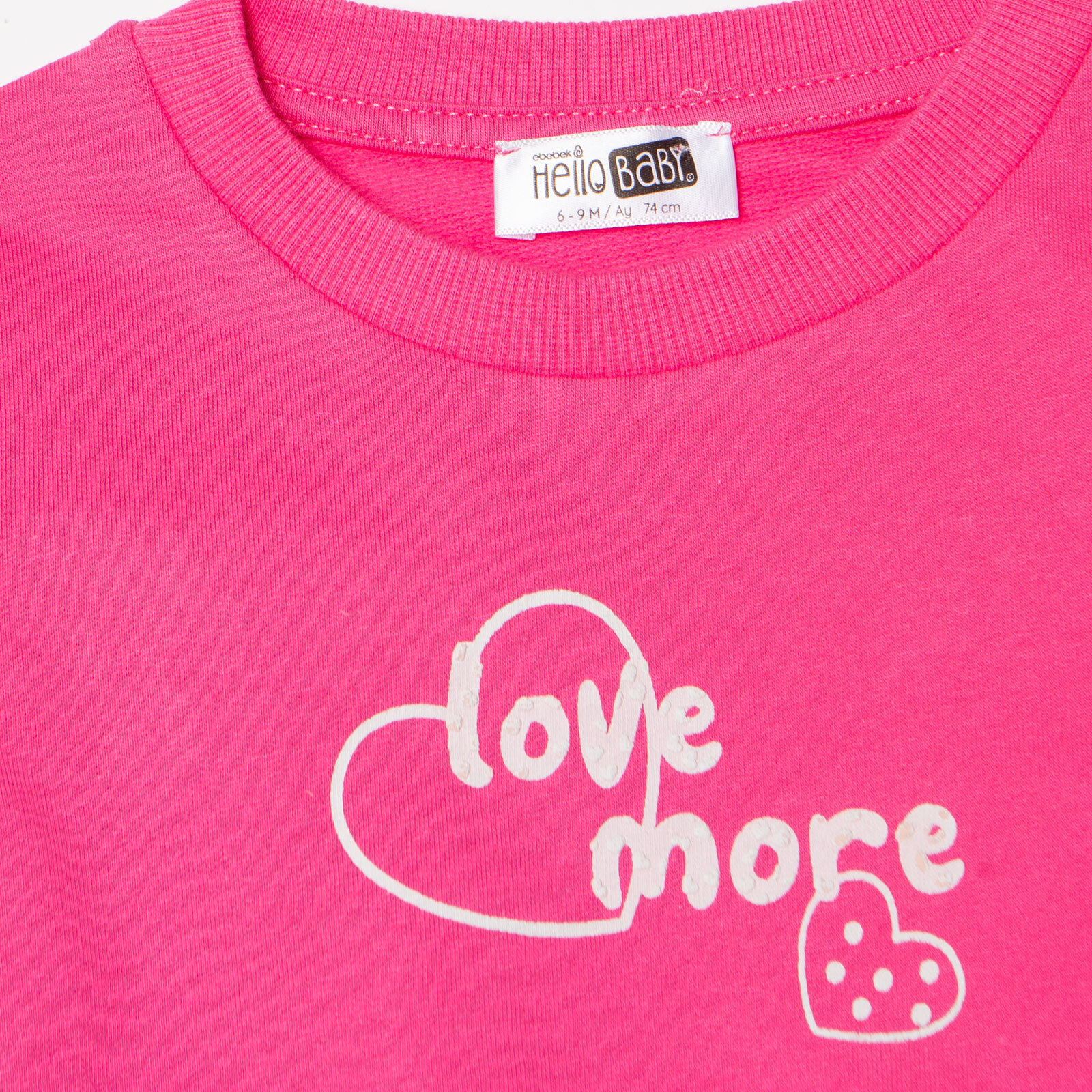 Kız Bebek Sweatshirt Şardonlu İki İplik Bisiklet Yaka Uzun Kol