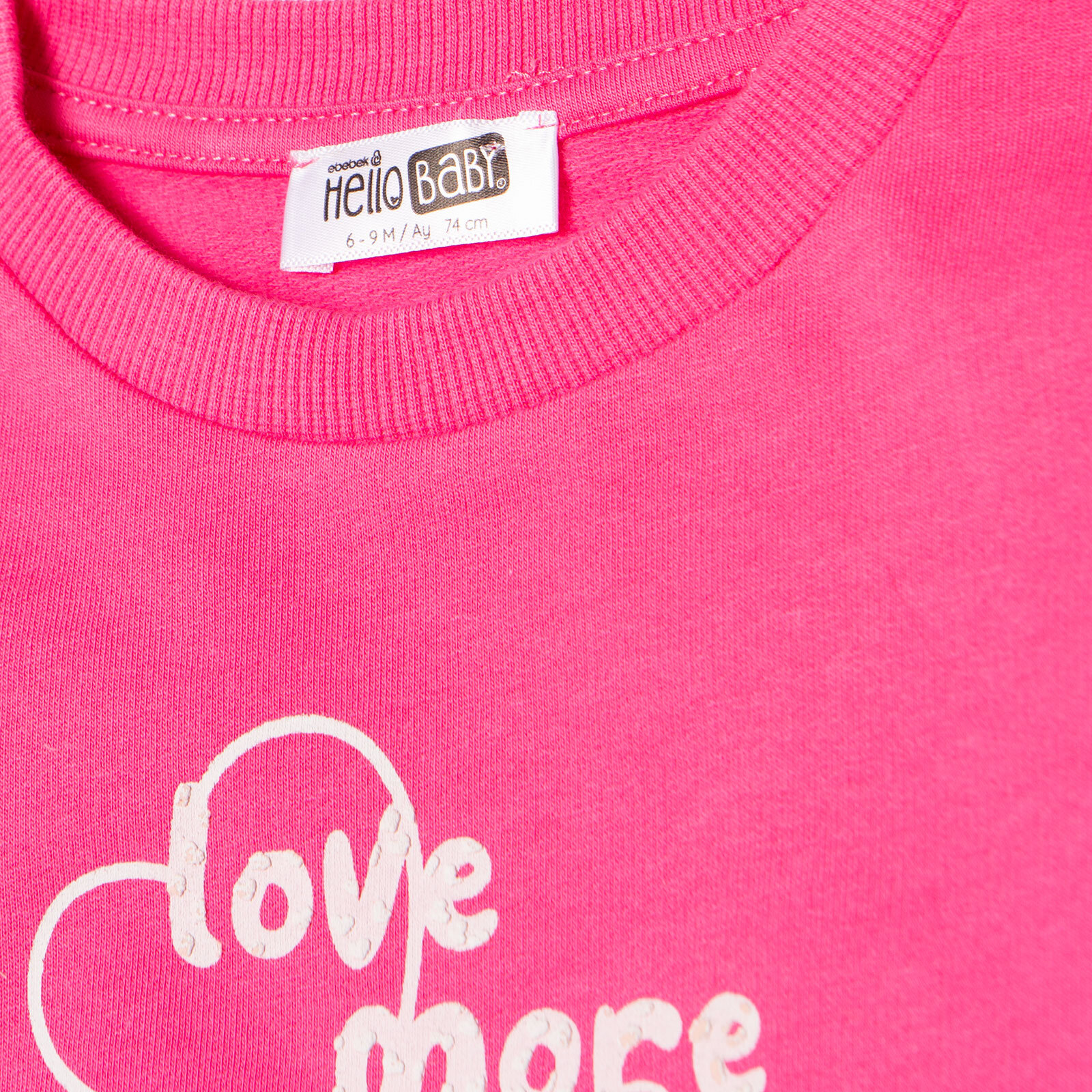 Kız Bebek Sweatshirt Şardonlu İki İplik Bisiklet Yaka Uzun Kol