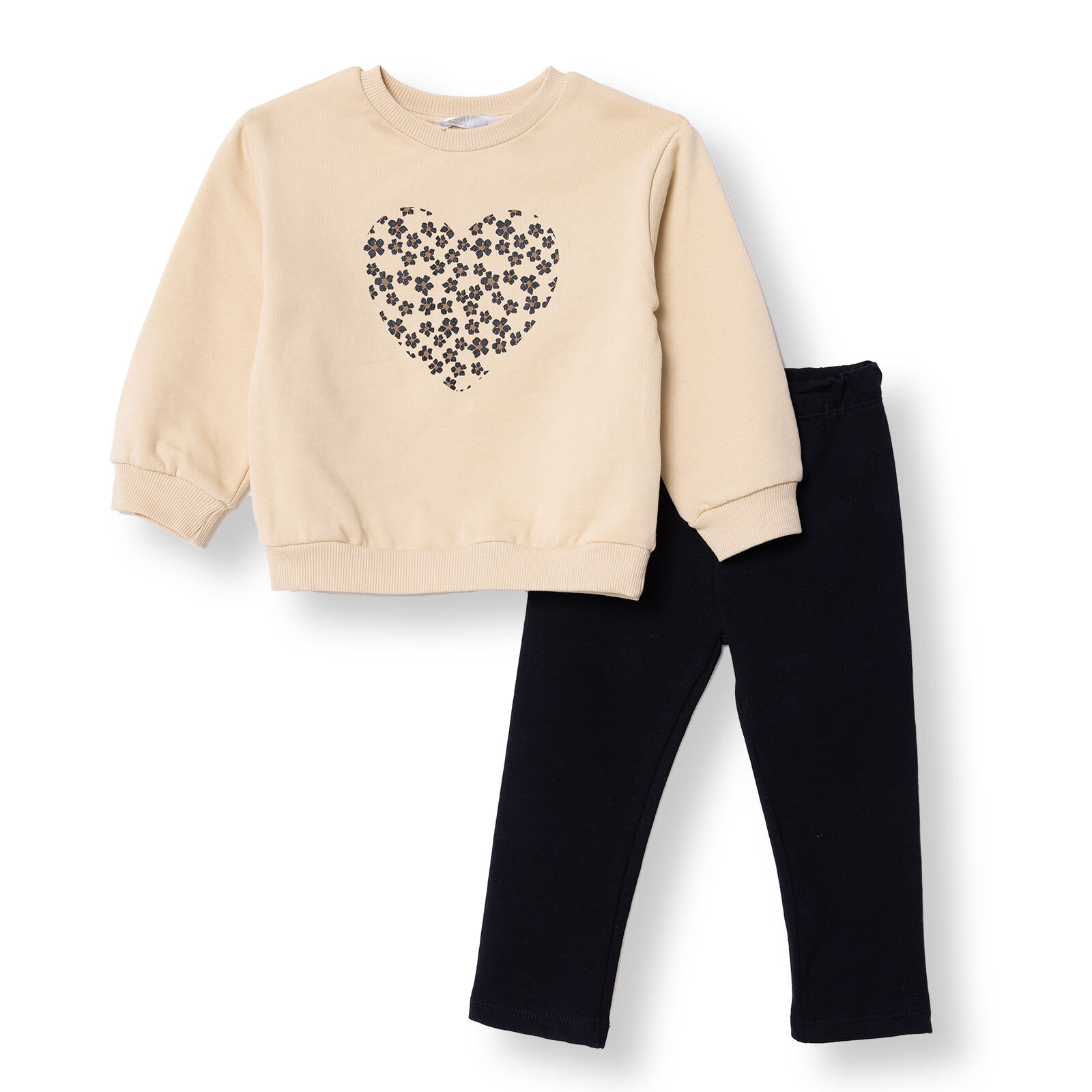 Kız Bebek Sweatshirt - Tayt Bisiklet Yaka Uzun Kol Reçme