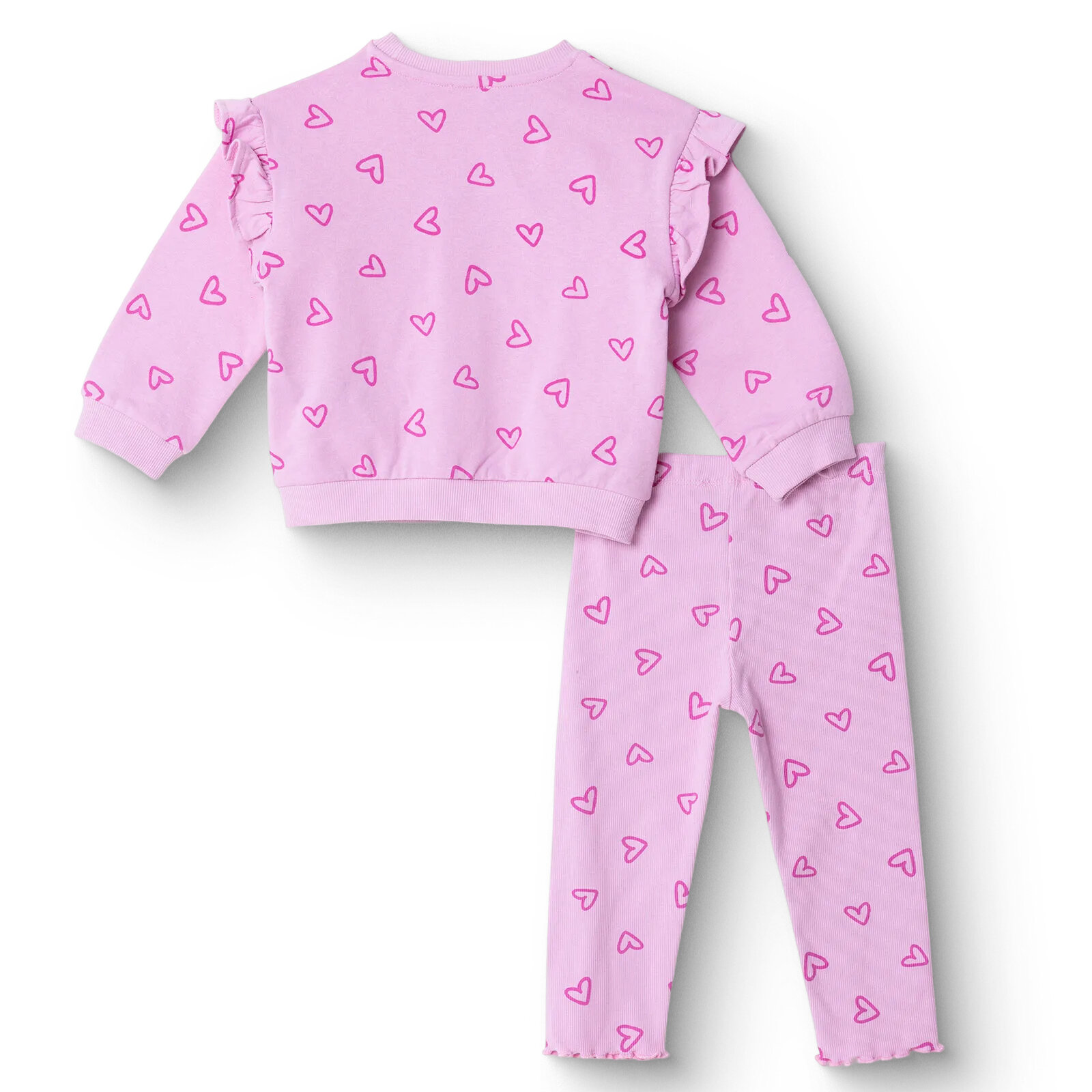 Kız Bebek Sweatshirt - Tayt İki İplik Bisiklet Yaka Uzun Kol Reçme Paça