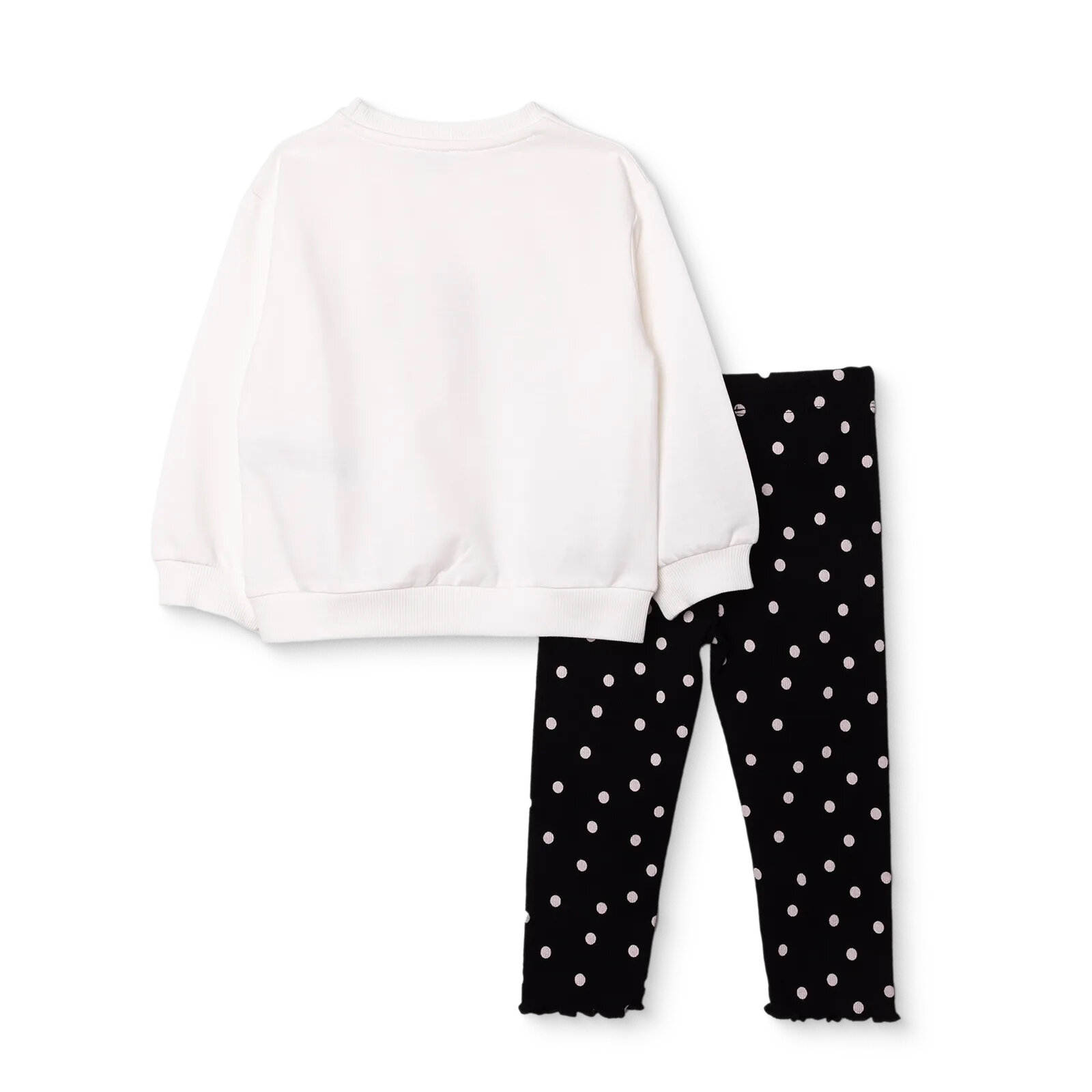 Kız Bebek Sweatshirt - Tayt İki İplik Bisiklet Yaka Uzun Kol Reçme Paça