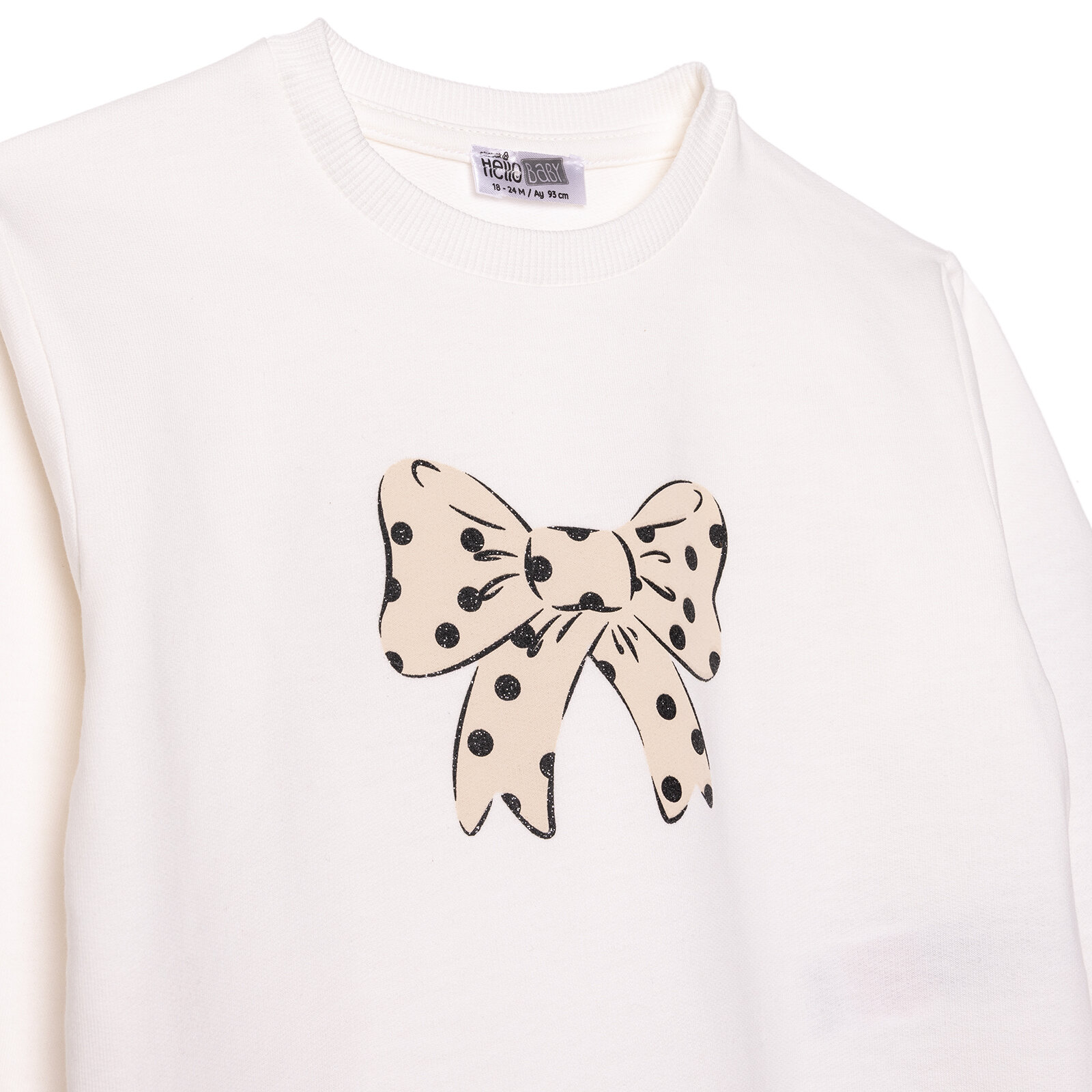 Kız Bebek Sweatshirt - Tayt İki İplik Bisiklet Yaka Uzun Kol Reçme Paça