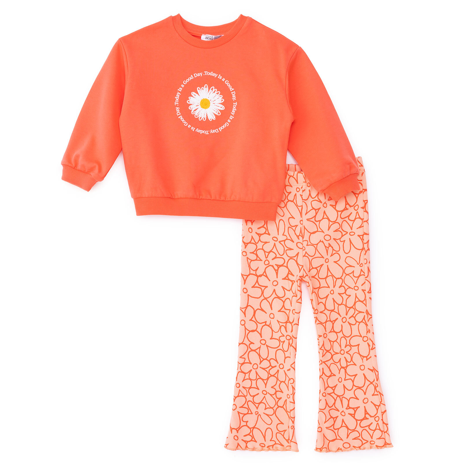 Kız Bebek Sweatshirt - Tayt Motto Girl Bisiklet Yaka Uzun Kol Reçme Paça