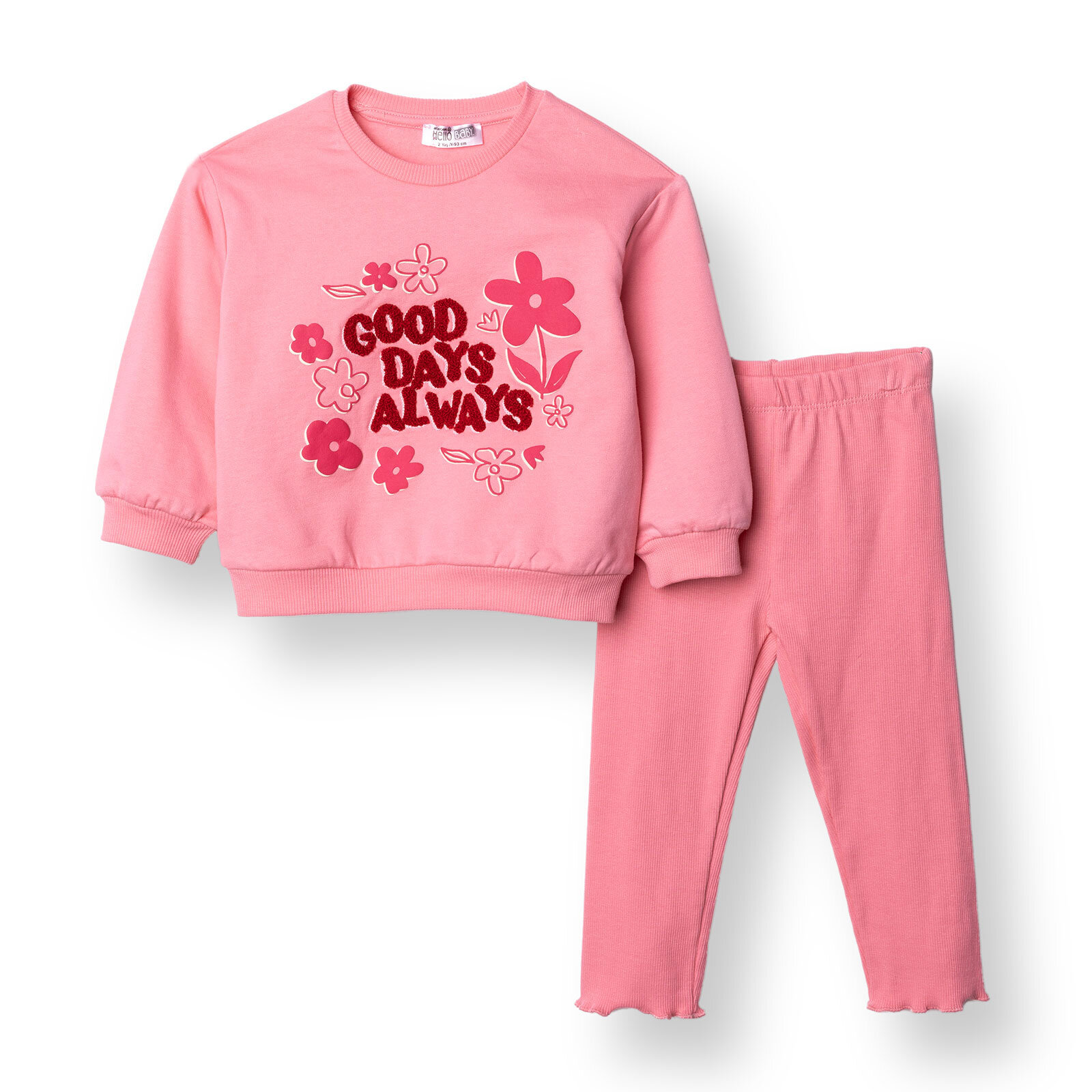 Kız Bebek Sweatshirt - Tayt Motto Girl Bisiklet Yaka Uzun Kol Reçme