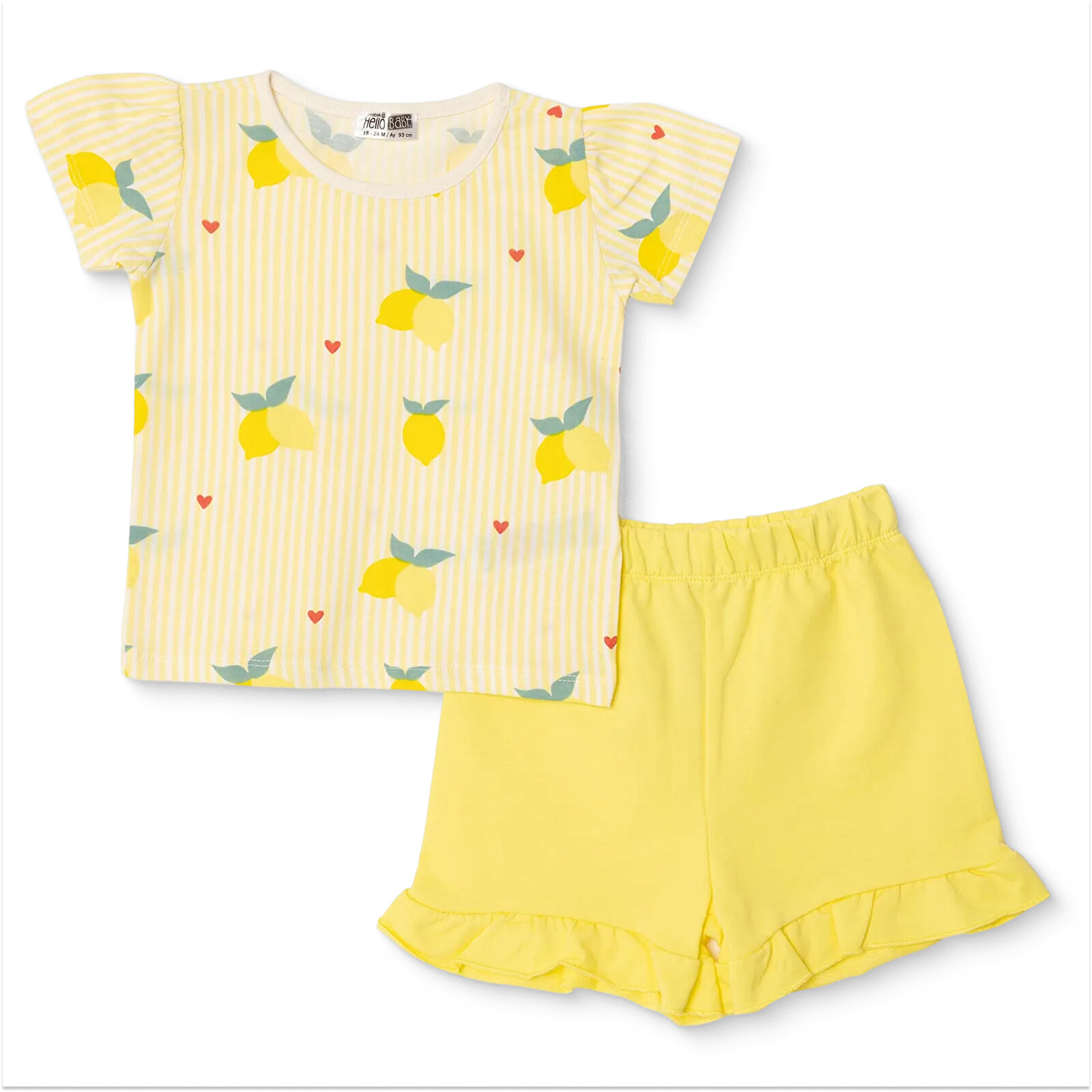 Kız Bebek Tshirt-Şort Bisiklet Yaka Kısa Kol Reçme Paça Kız Bebek Tshirt-Şort Bisiklet Yaka Kısa Kol Reçme Paça