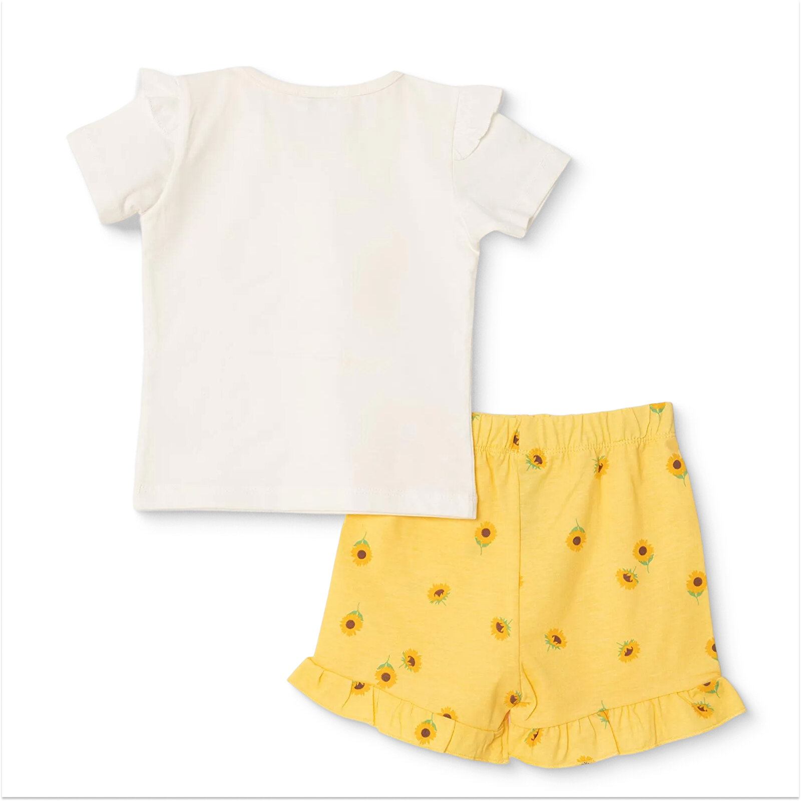 Kız Bebek Tshirt-Şort Bisiklet Yaka Kısa Kol Reçme Paça