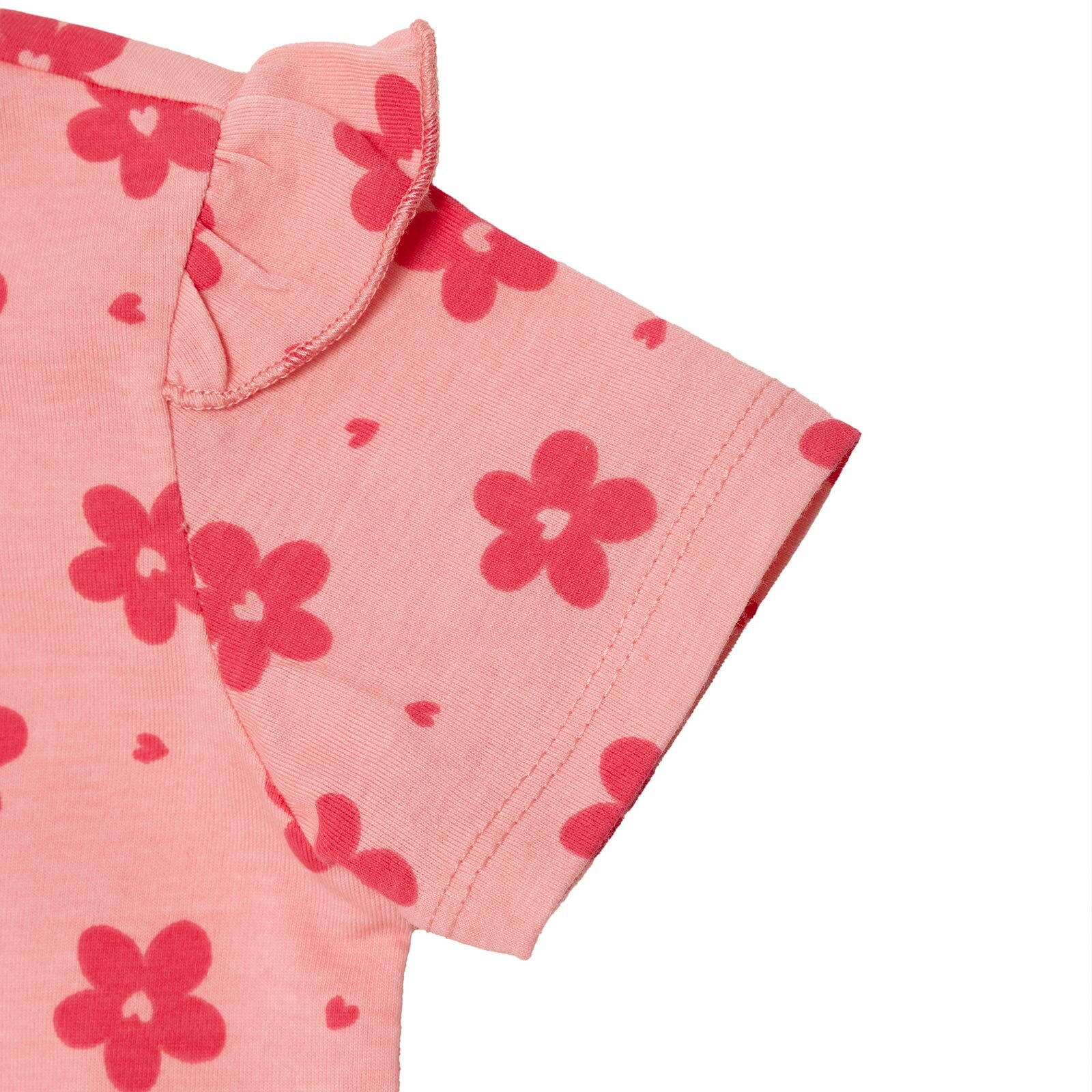 Kız Bebek Tshirt-Şort Bisiklet Yaka Kısa Kol Reçme Paça