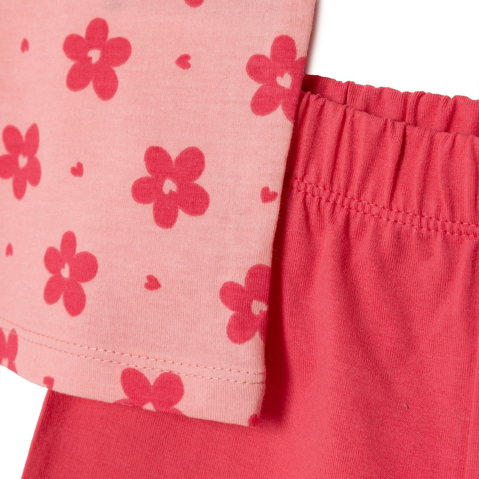 Kız Bebek Tshirt-Şort Bisiklet Yaka Kısa Kol Reçme Paça