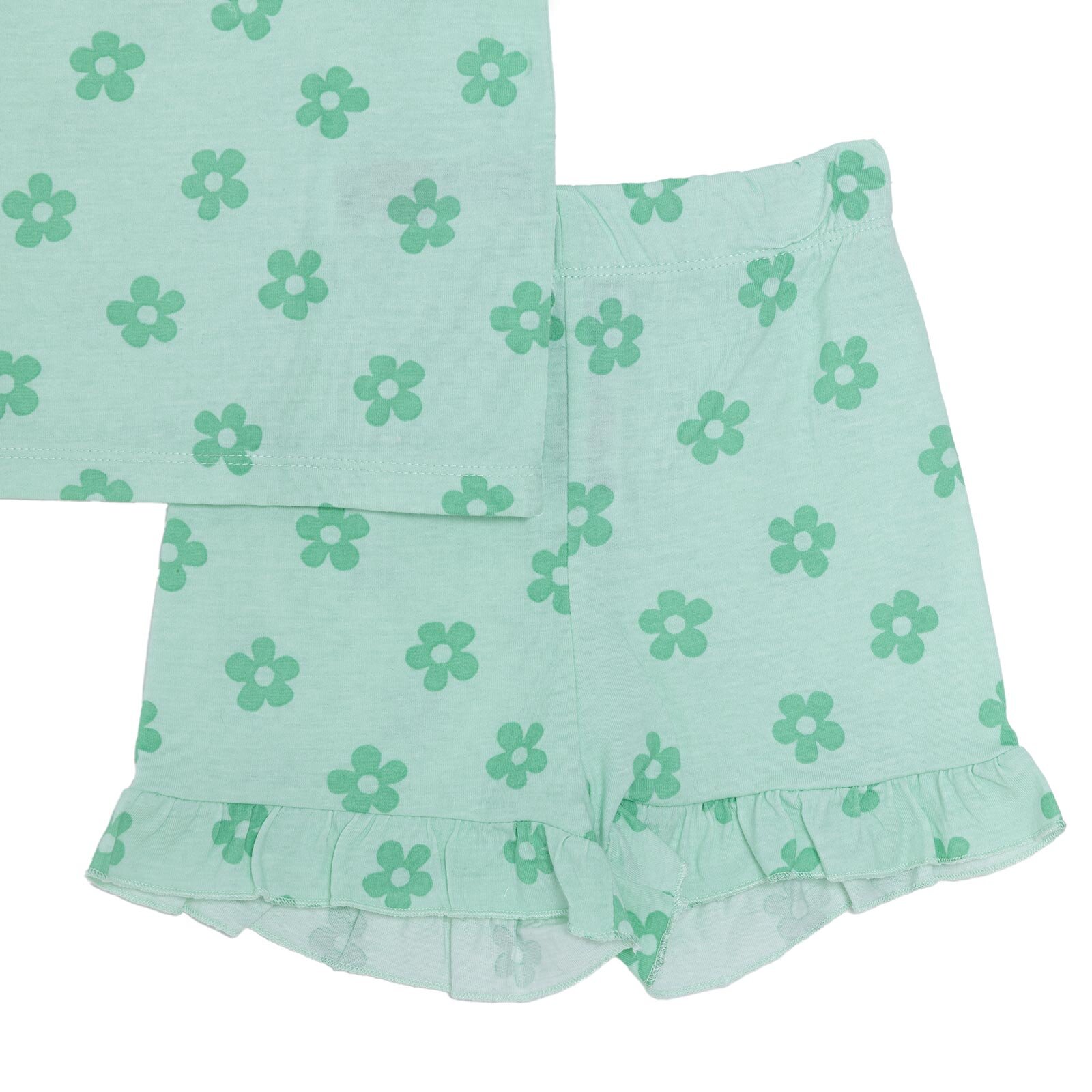 Kız Bebek Tshirt-Şort Süprem Bisiklet Yaka Kısa Kol Reçme Paça