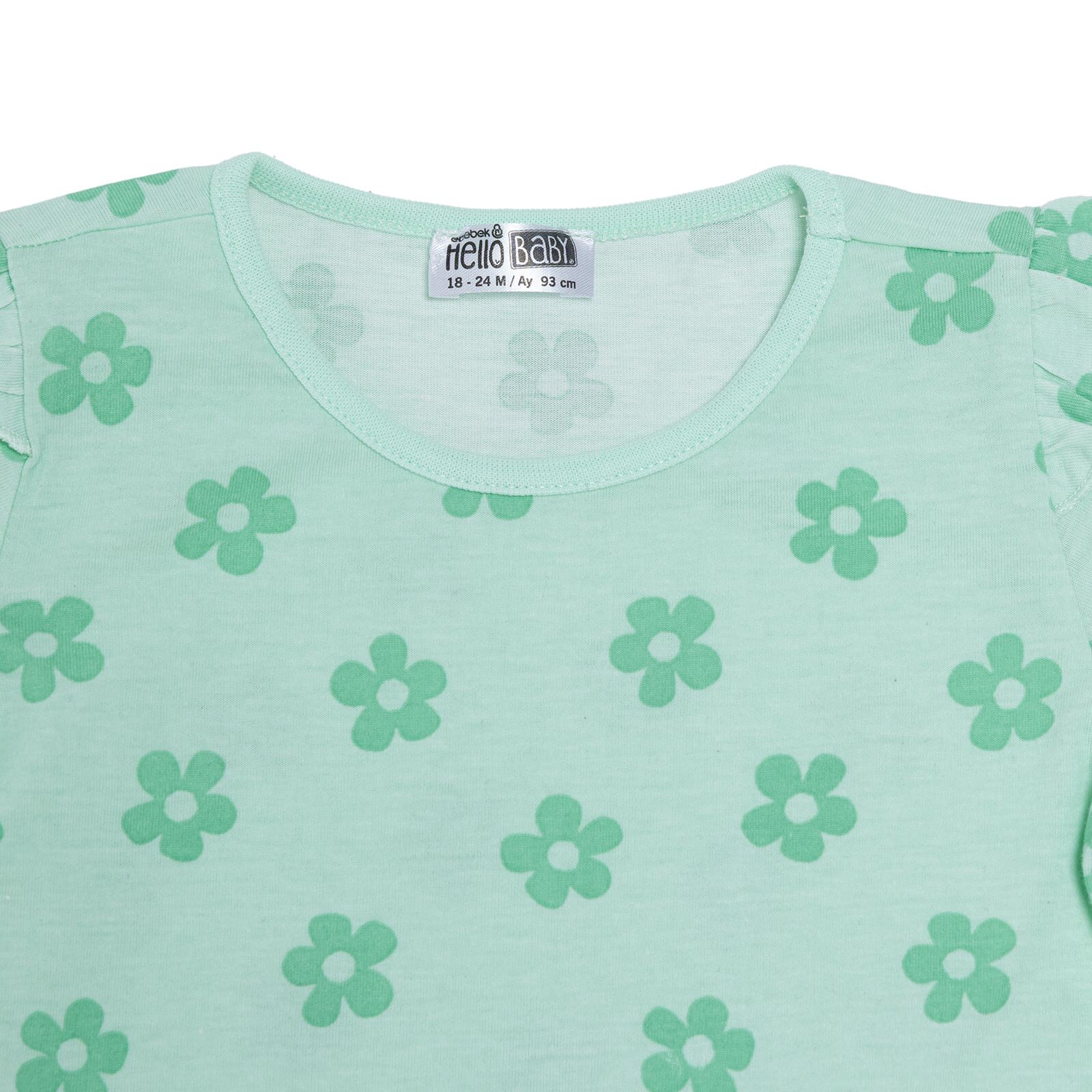 Kız Bebek Tshirt-Şort Süprem Bisiklet Yaka Kısa Kol Reçme Paça