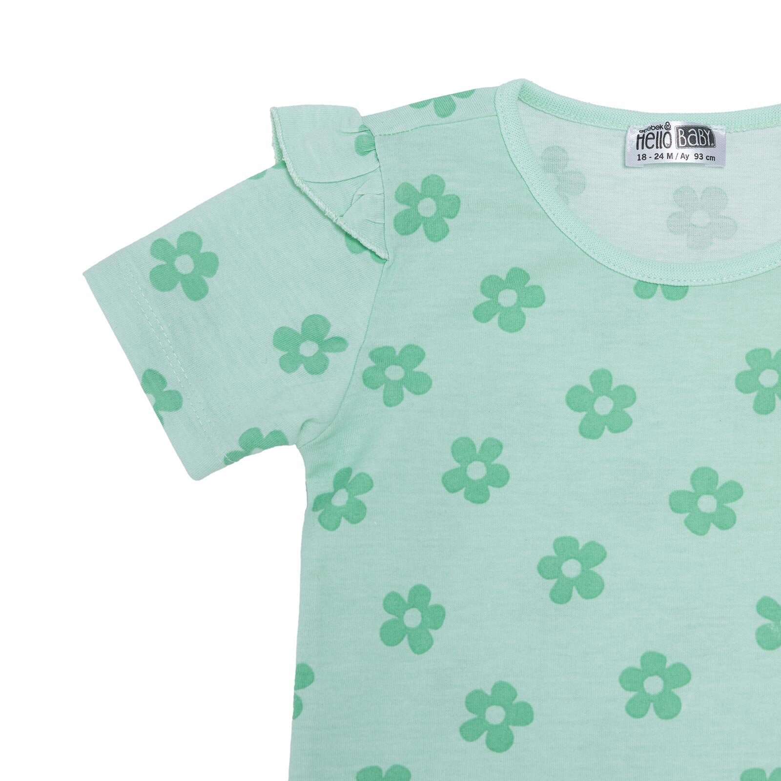 Kız Bebek Tshirt-Şort Süprem Bisiklet Yaka Kısa Kol Reçme Paça