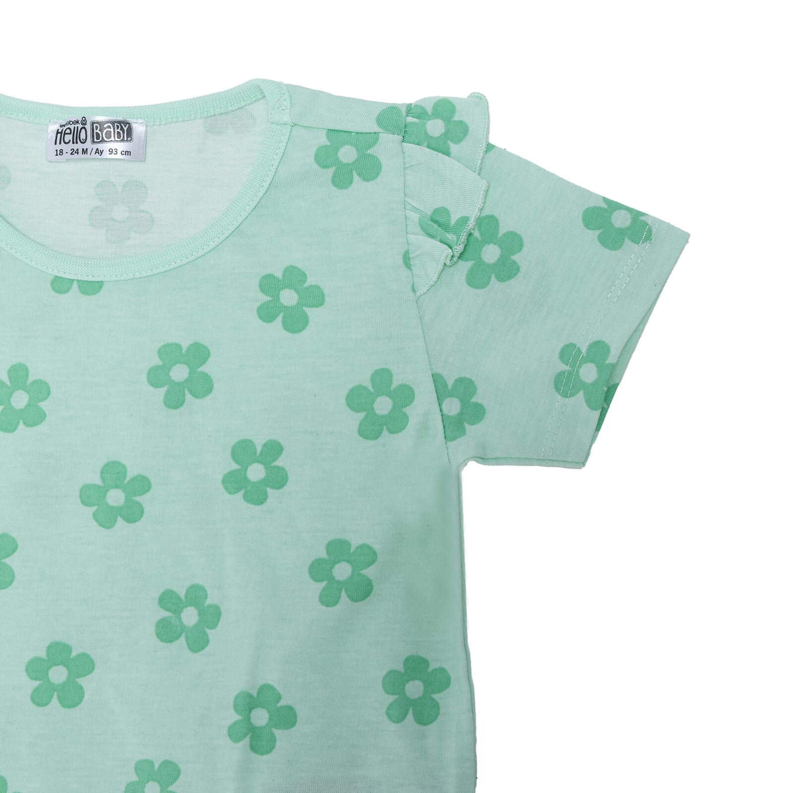 Kız Bebek Tshirt-Şort Süprem Bisiklet Yaka Kısa Kol Reçme Paça