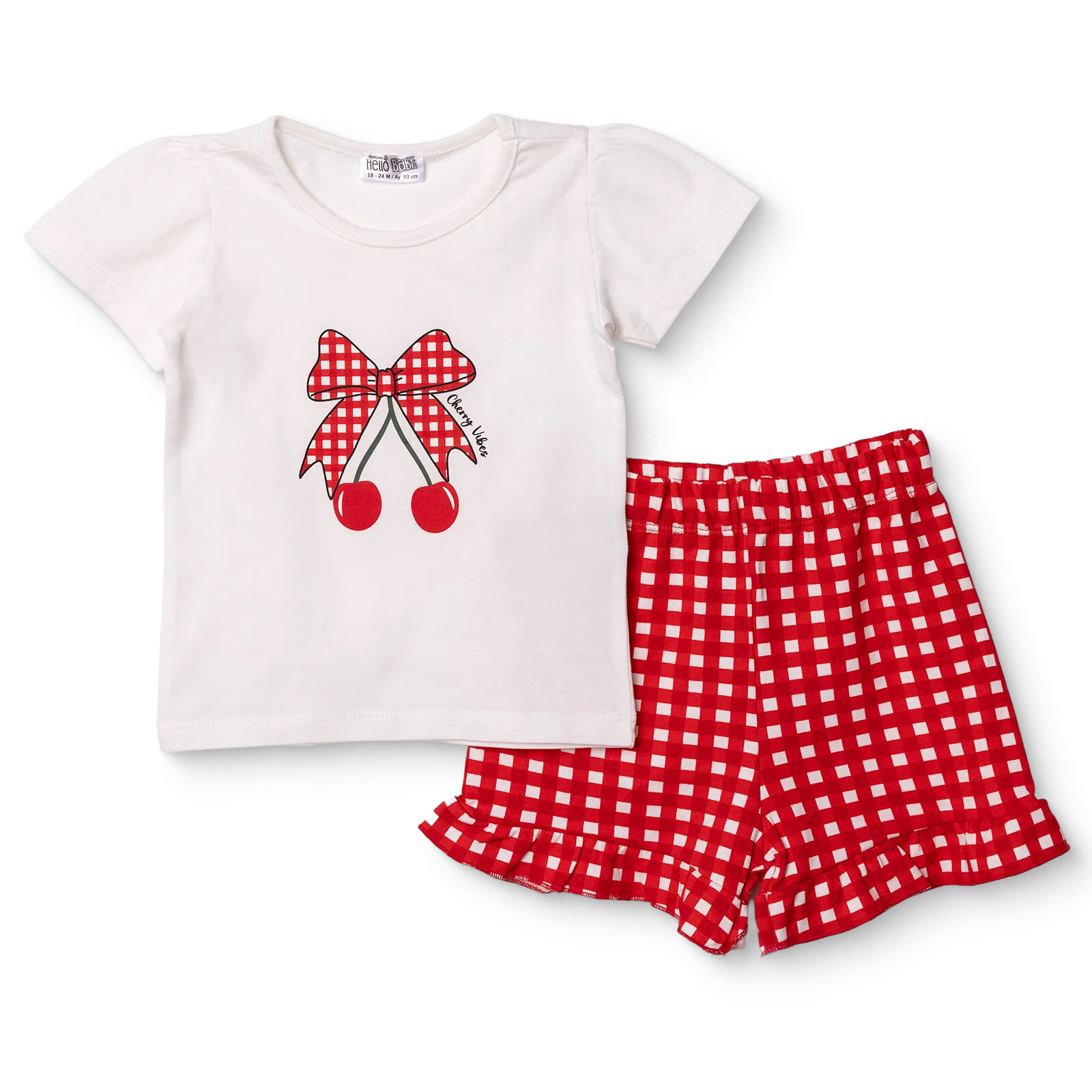 Kız Bebek Tshirt-Şort Süprem Bisiklet Yaka Kısa Kol Reçme