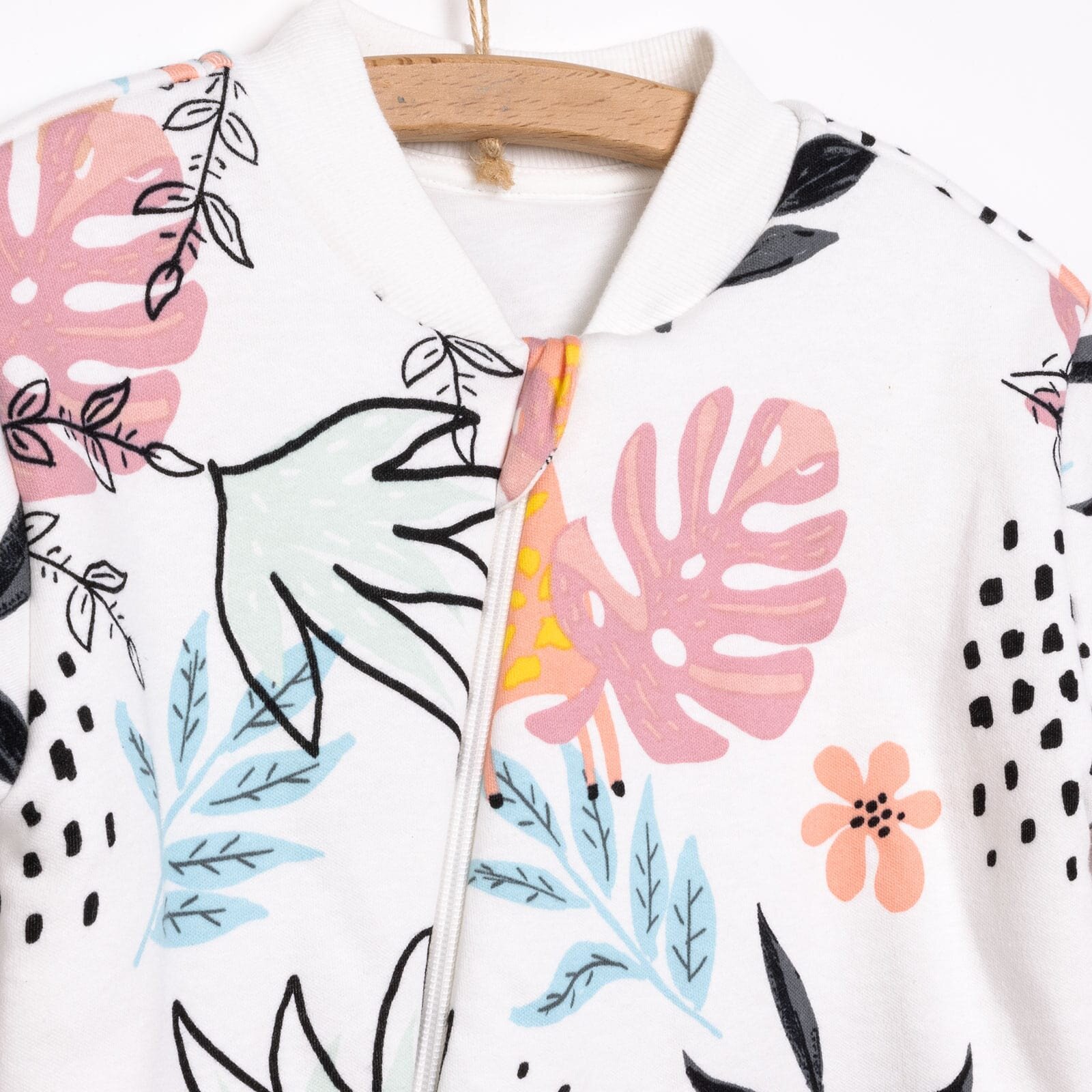 Kız Bebek Uyku Tulum İnterlok Fermuarlı 2,5 Tog Bisiklet Yaka Uzun Kol Ekru Kız Bebek Uyku Tulum İnterlok Fermuarlı 2,5 Tog Bisiklet Yaka Uzun Kol Ekru