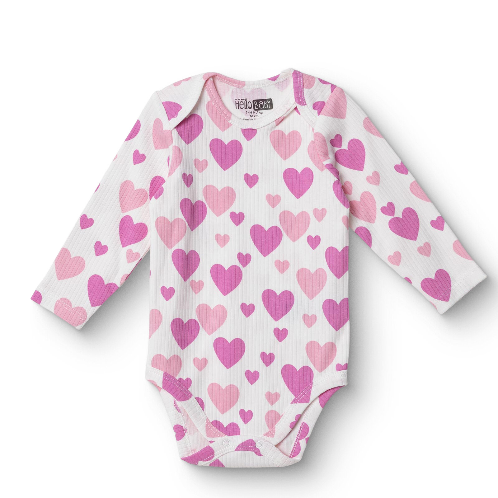 Kız Bebek Uzun Kol Body Ribana Zarf Yaka Uzun Kol