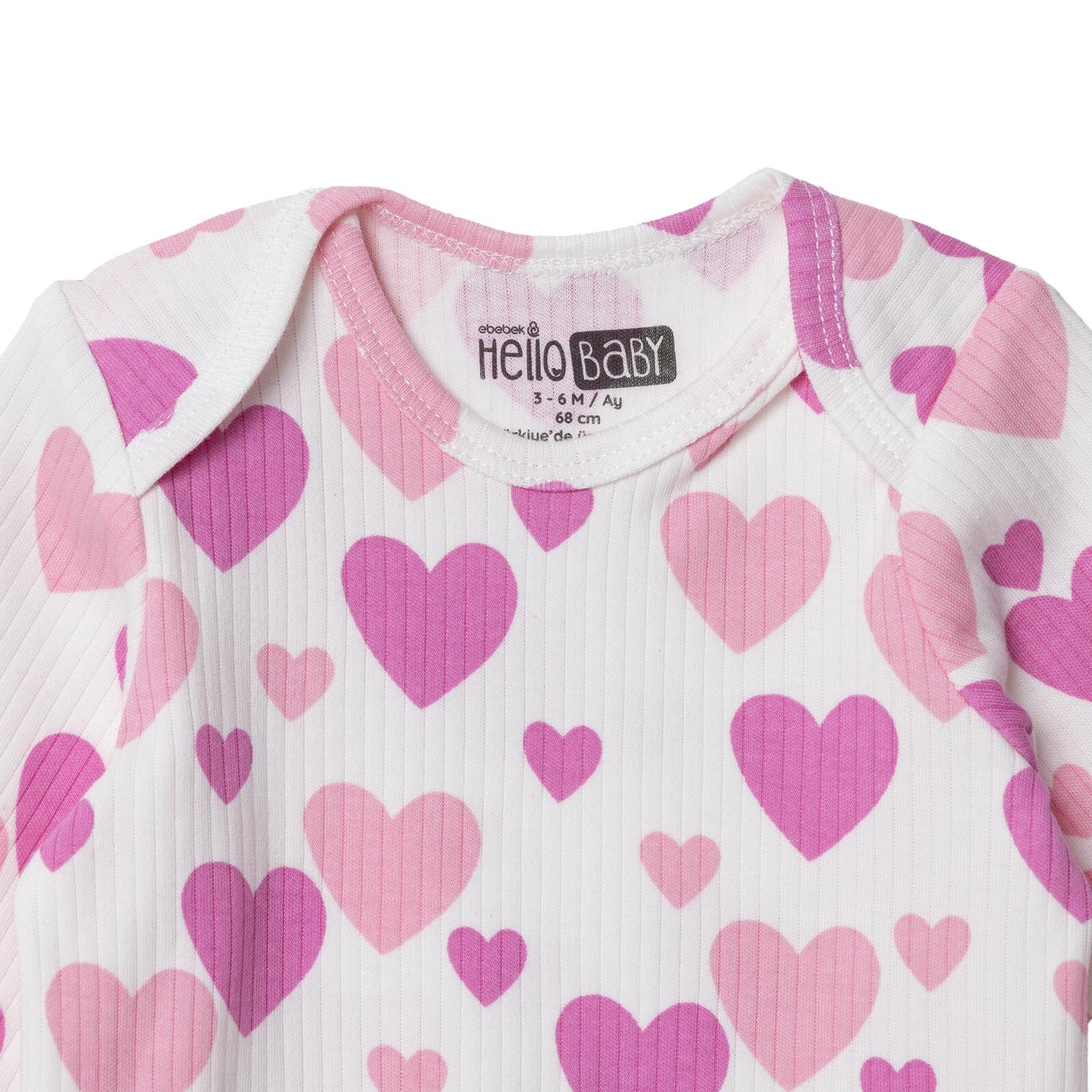 Kız Bebek Uzun Kol Body Ribana Zarf Yaka Uzun Kol