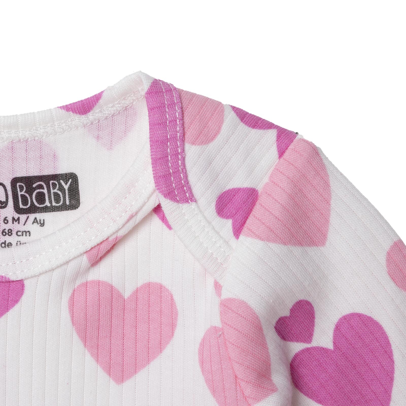 Kız Bebek Uzun Kol Body Ribana Zarf Yaka Uzun Kol