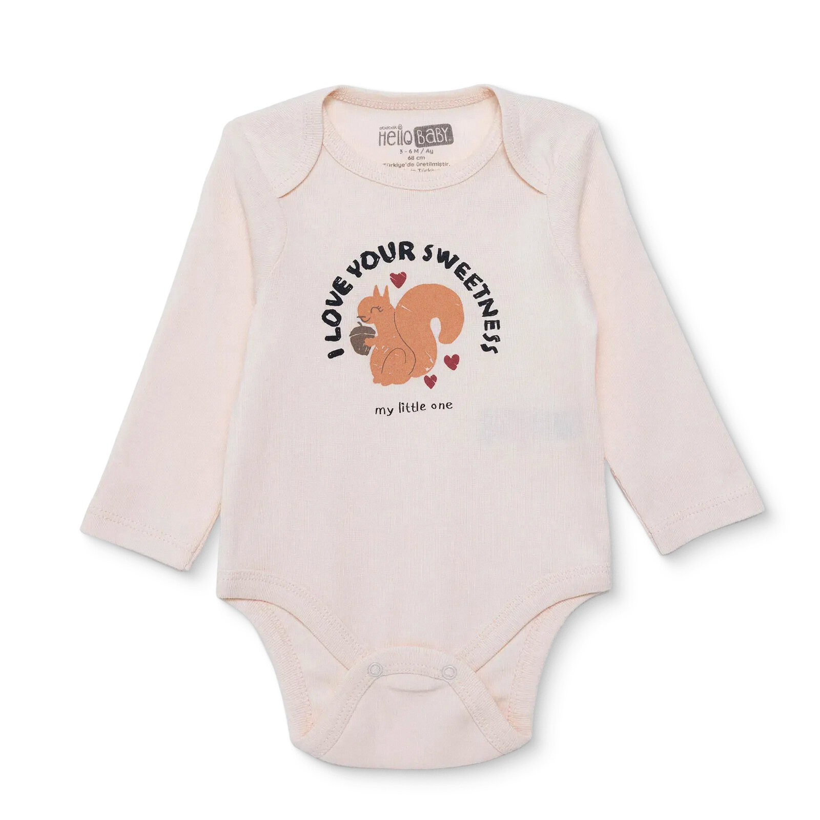 Kız Bebek Uzun Kol Body Ribana Zarf Yaka Uzun Kol