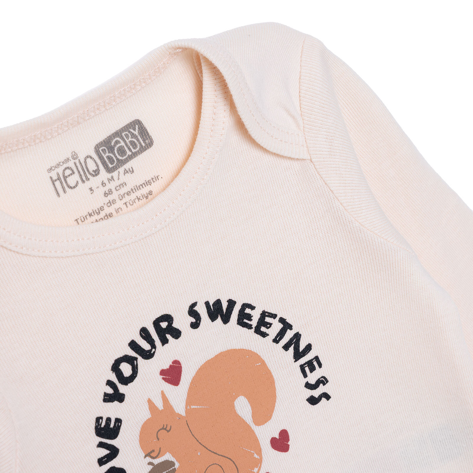 Kız Bebek Uzun Kol Body Ribana Zarf Yaka Uzun Kol