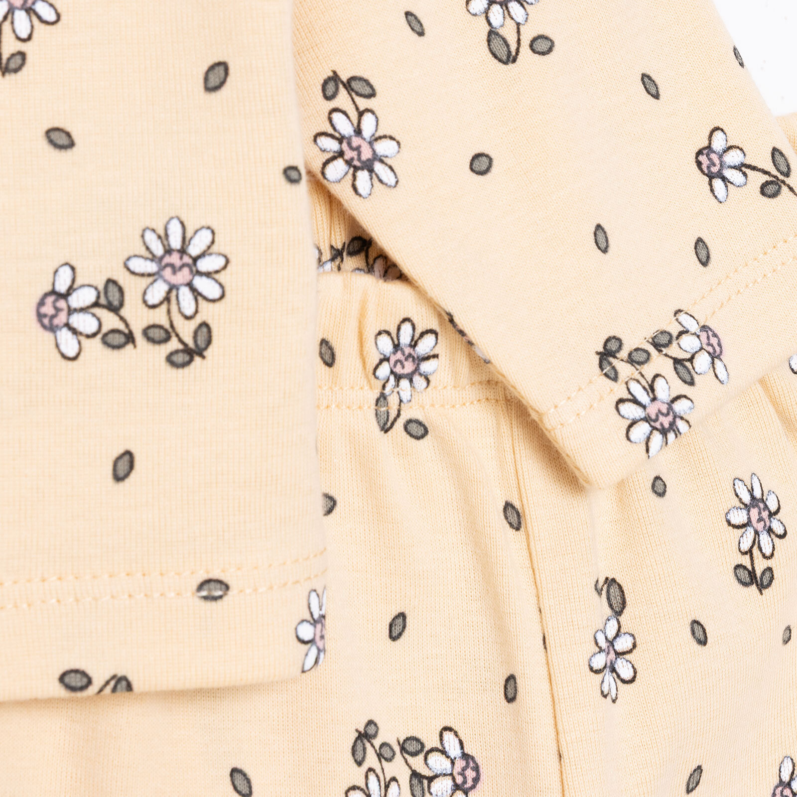 Kız Bebek Uzun Kol Pijama Takımı Düğmeli Bebe Yaka Reçme Paça