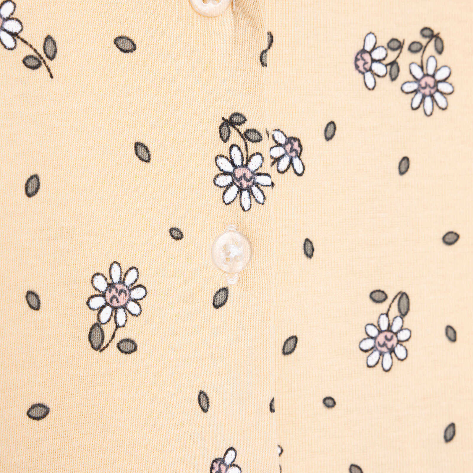 Kız Bebek Uzun Kol Pijama Takımı Düğmeli Bebe Yaka Reçme Paça