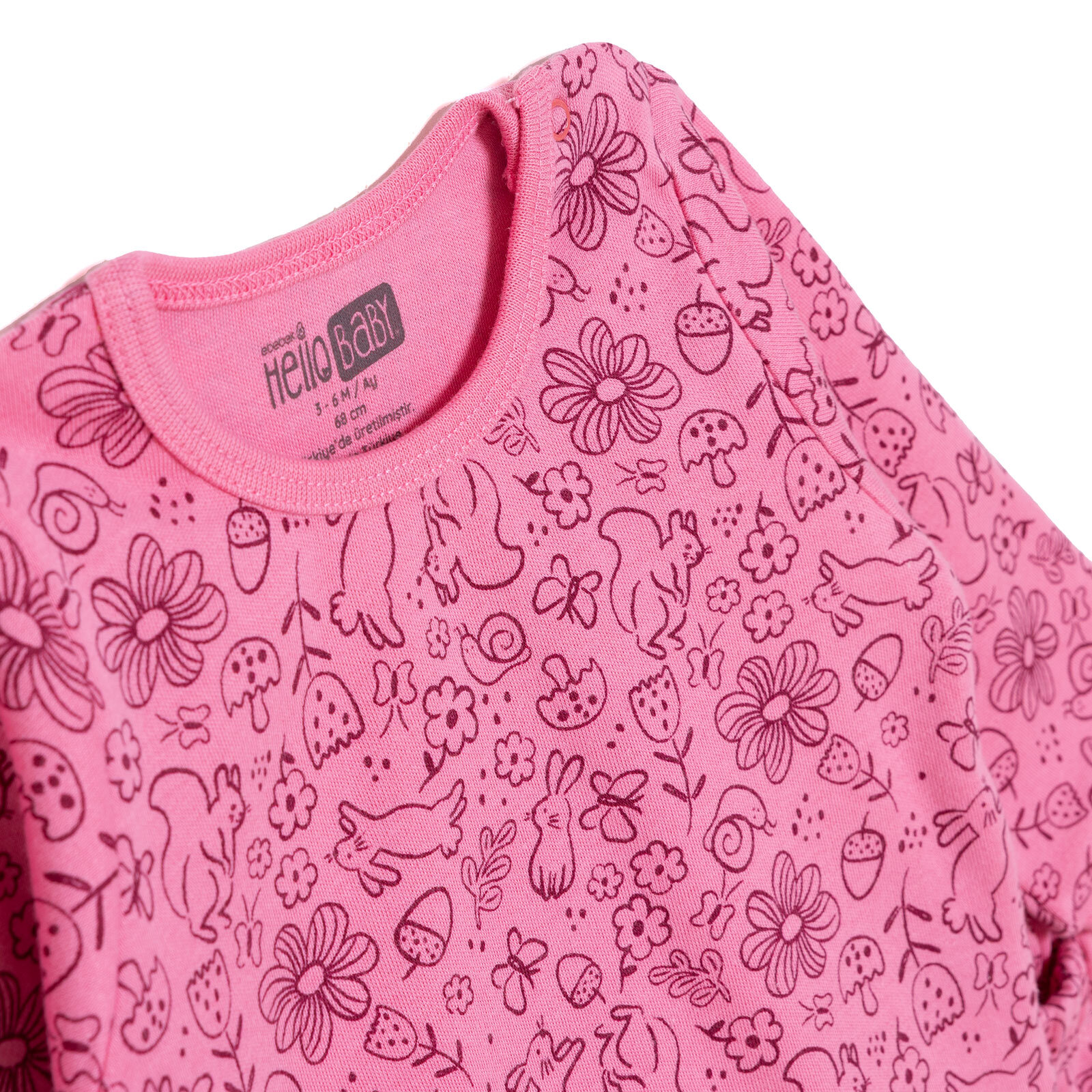 Kız Bebek Uzun Kol Pijama Takımı İnterlok Bisiklet Yaka Reçme Paça