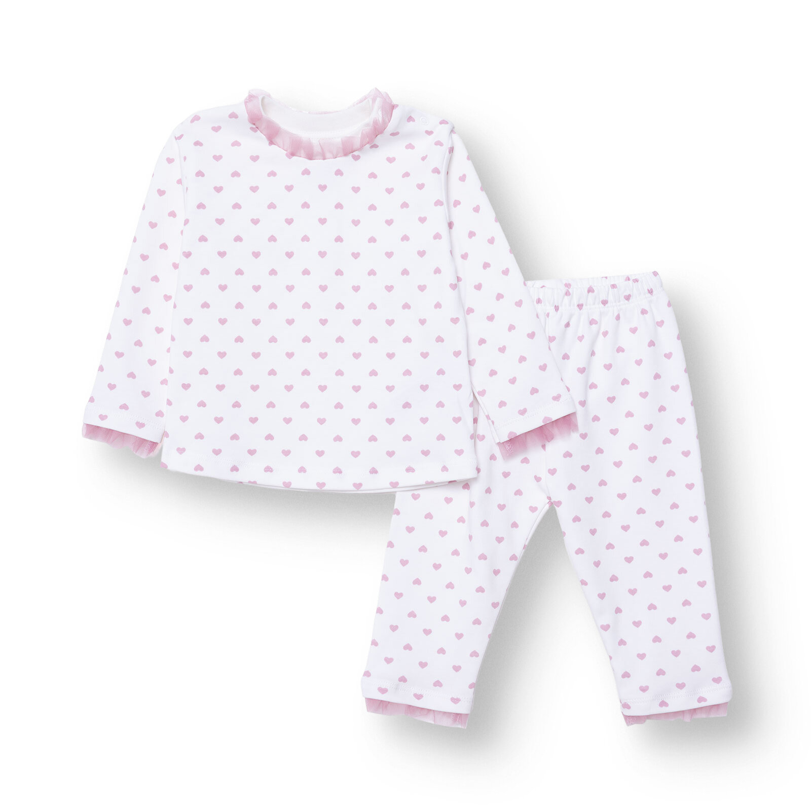 Kız Bebek Uzun Kol Pijama Takımı İnterlok Bisiklet Yaka Uzun Kol Reçme Paça