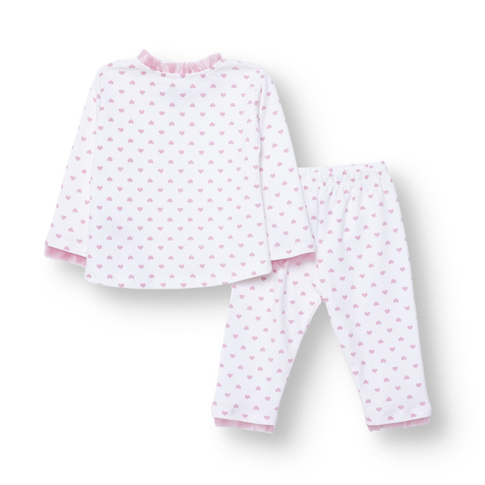 Kız Bebek Uzun Kol Pijama Takımı İnterlok Bisiklet Yaka Uzun Kol Reçme Paça