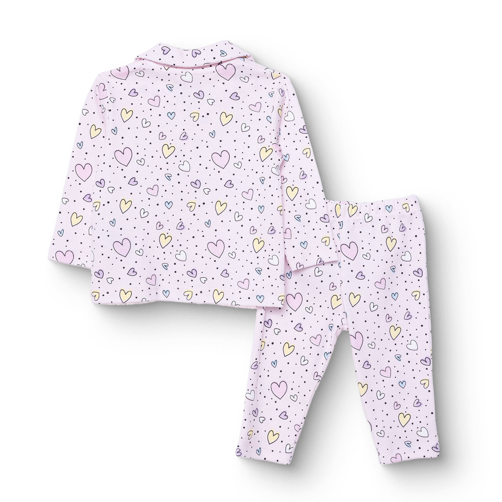 Kız Bebek Uzun Kol Pijama Takımı İnterlok Gömlek Yaka Uzun Kol Reçme Paça Kız Bebek Uzun Kol Pijama Takımı İnterlok Gömlek Yaka Uzun Kol Reçme Paça