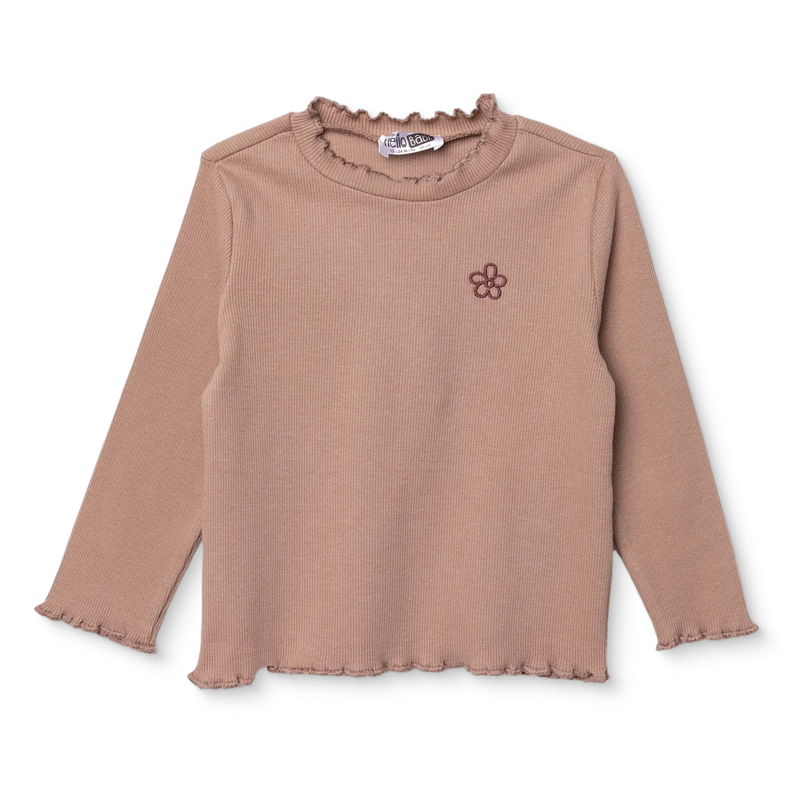 Kız Bebek Uzun Kol Tshirt Kaşkorse Bisiklet Yaka Uzun Kol