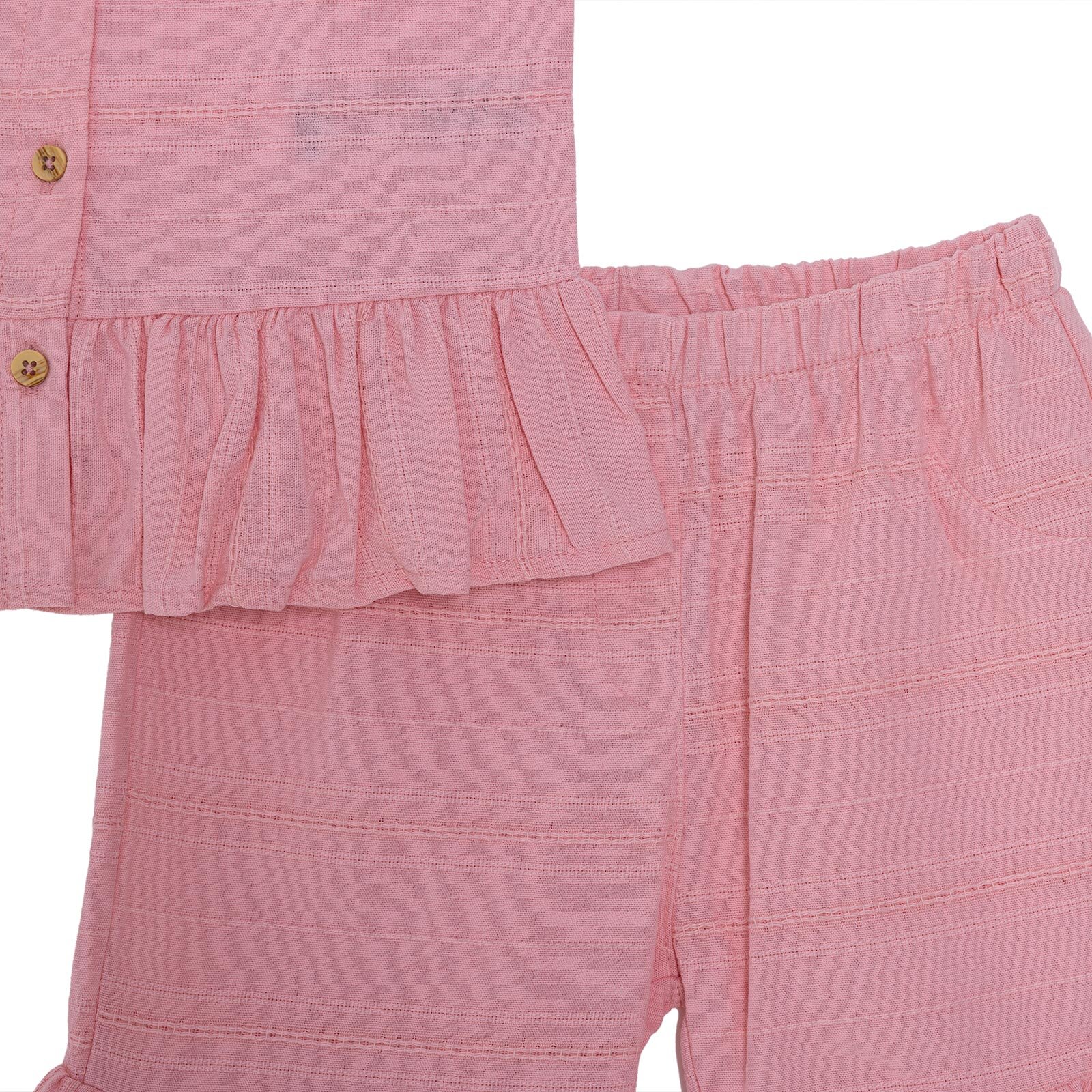 Kız Bebek Vintage Girl Bluz-Şort Modelli Yaka İp Askılı Reçme Paça