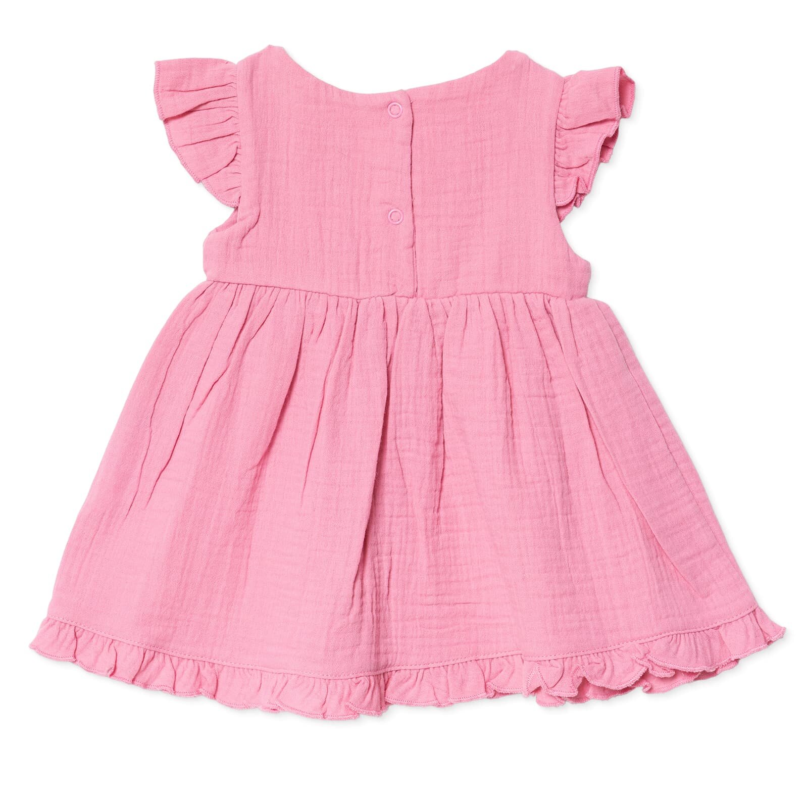 Kız Bebek Yenidoğan Elbise Bisiklet Yaka Kısa Kol