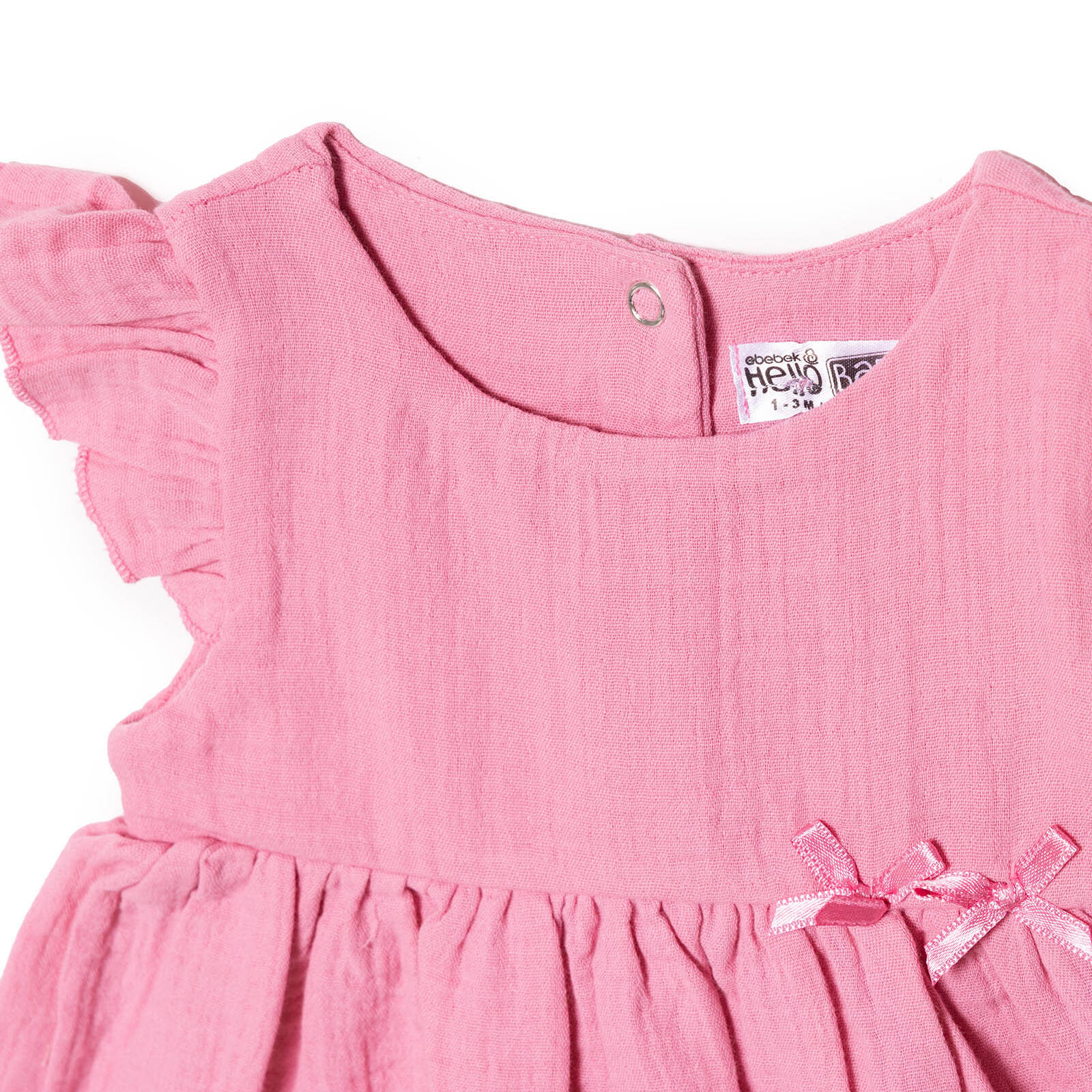 Kız Bebek Yenidoğan Elbise Bisiklet Yaka Kısa Kol