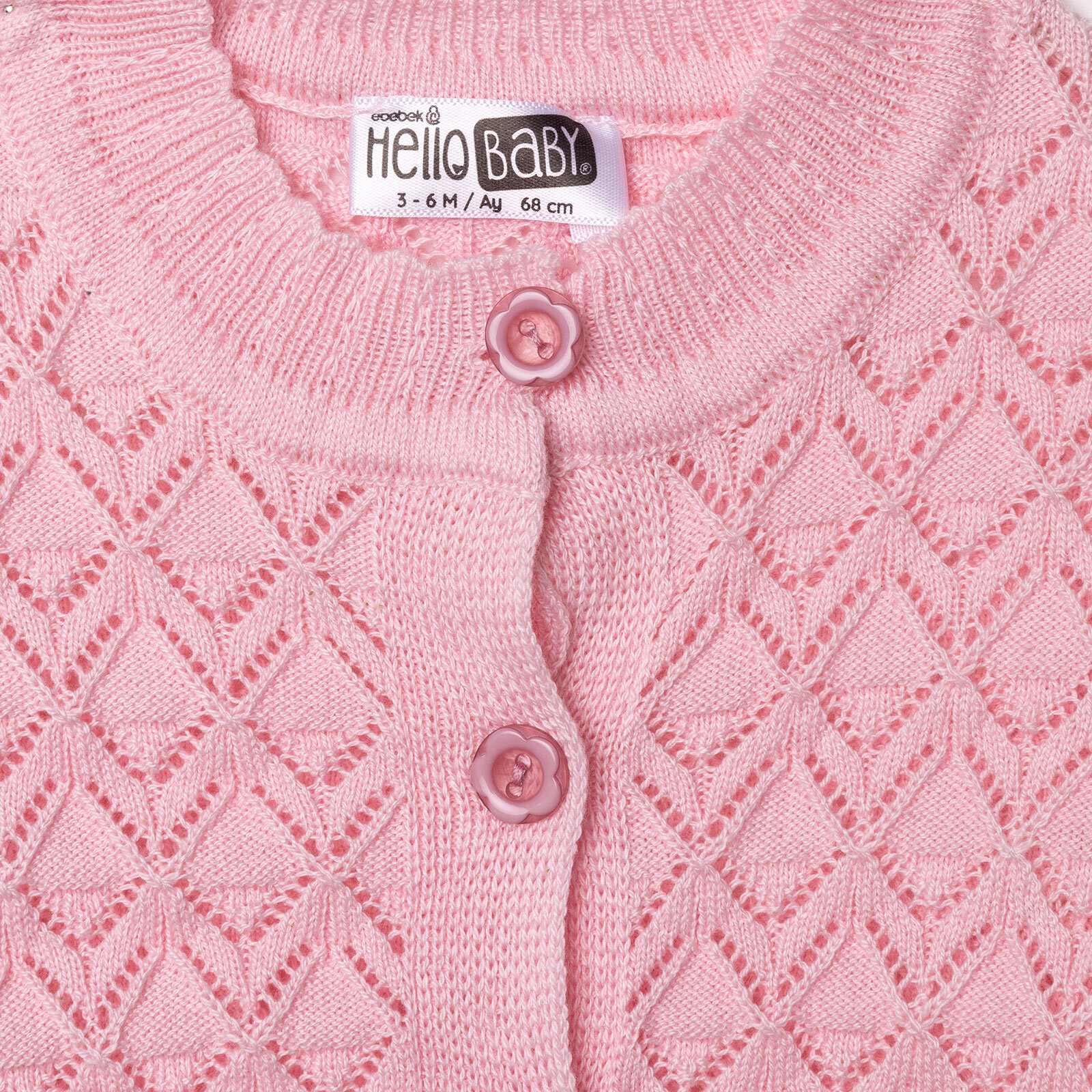 Kız Bebek Yenidoğan Floral Triko Hırka Bisiklet Yaka Uzun Kol