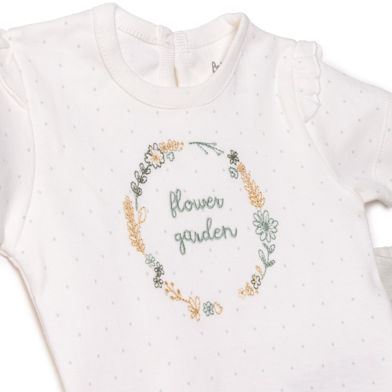 Kız Bebek Yenidoğan Flower Garden Tshirt-Şort İnterlok Bisiklet Yaka Kısa Kol Desenli Paça