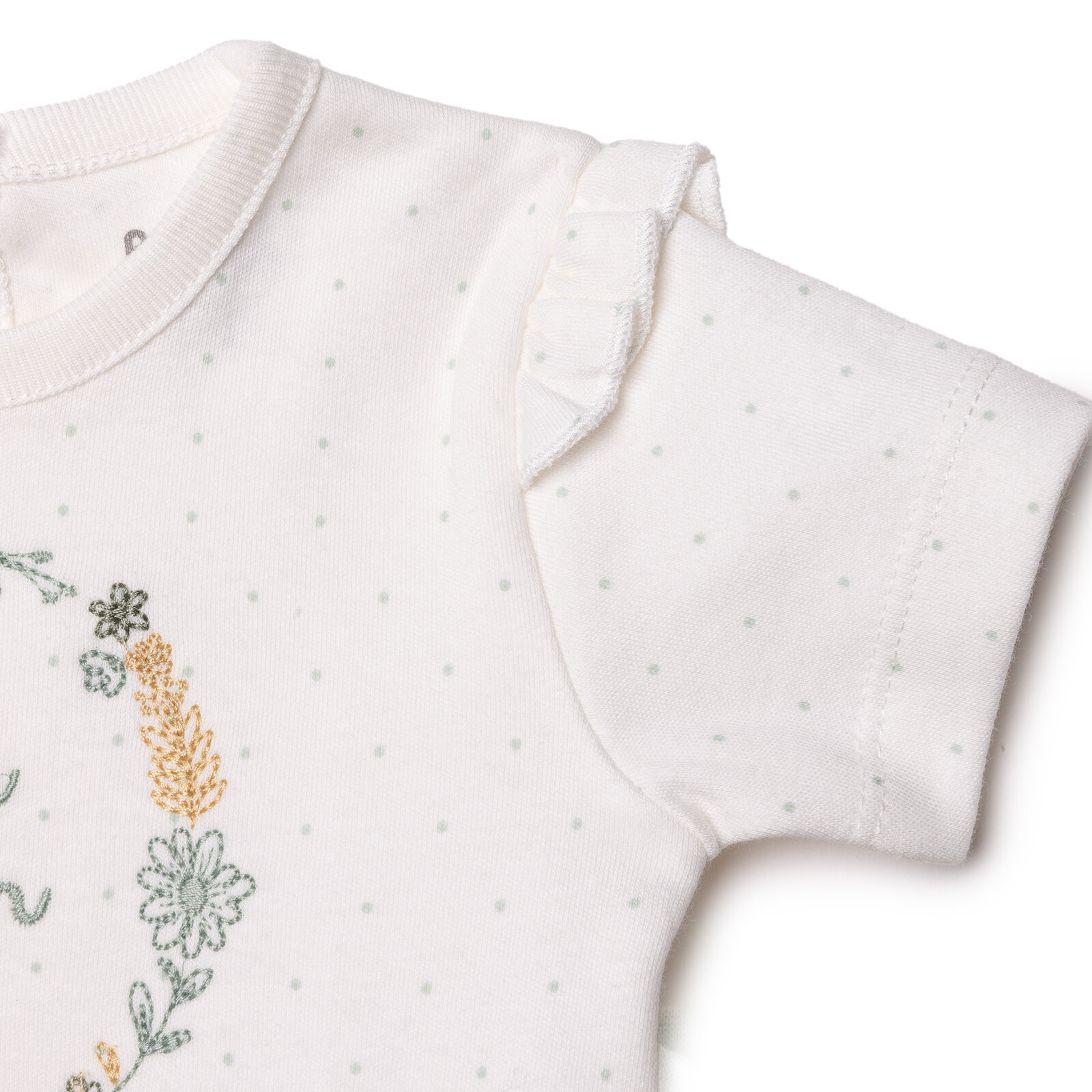 Kız Bebek Yenidoğan Flower Garden Tshirt-Şort İnterlok Bisiklet Yaka Kısa Kol Desenli Paça