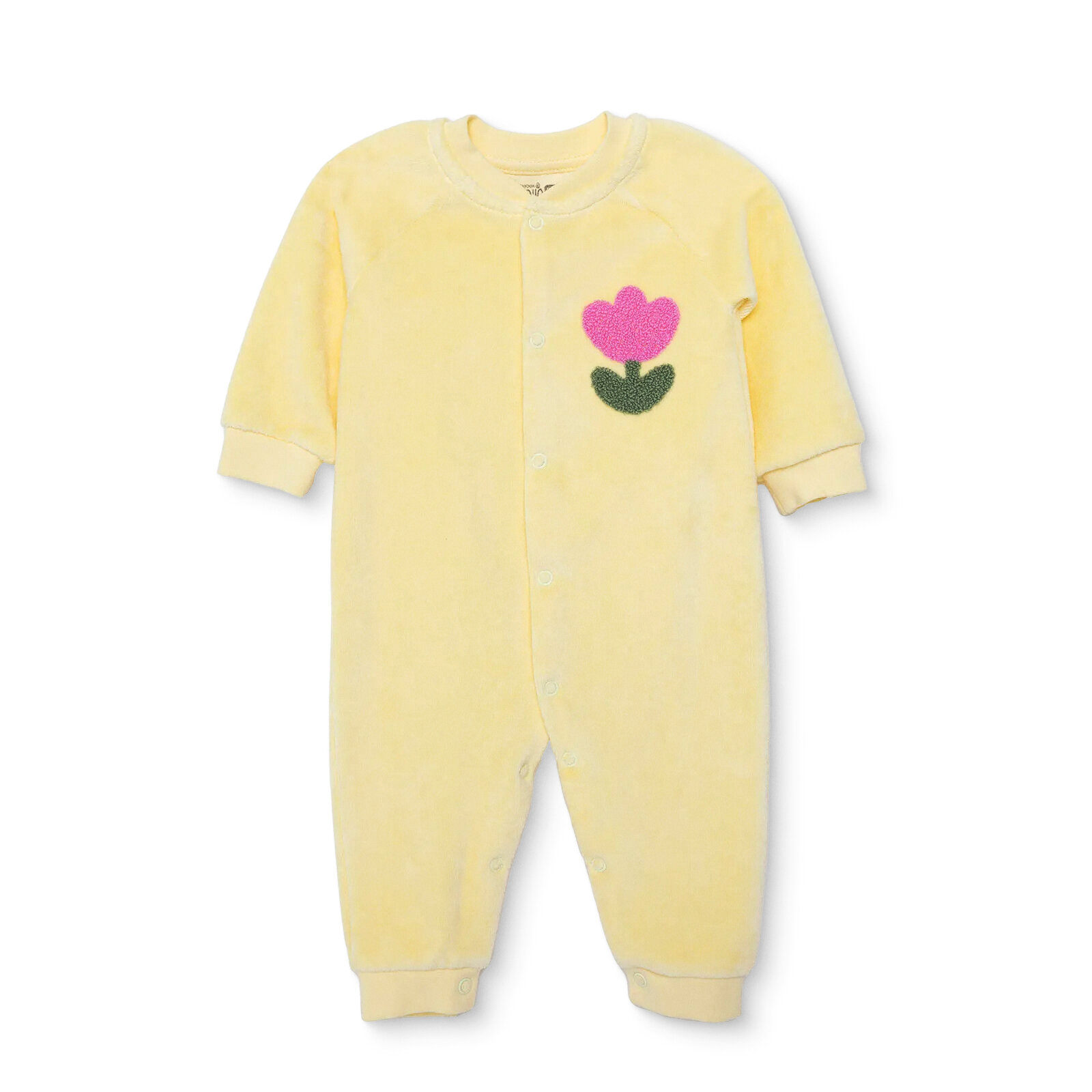 Kız Bebek Yenidoğan Kadife Patiksiz Tulum Bisiklet Yaka Uzun Kol Patiksiz Paça