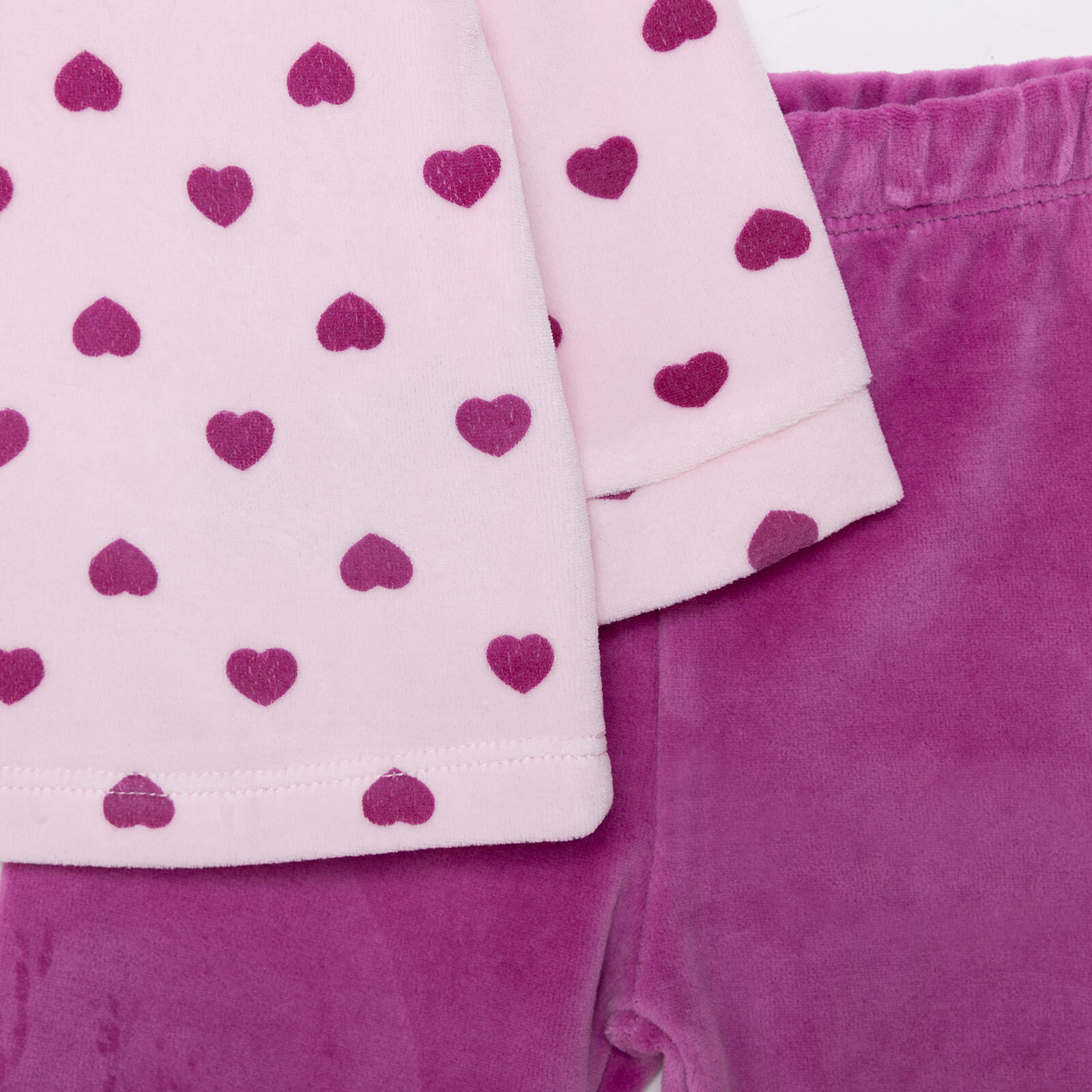 Kız Bebek Yenidoğan Kadife Sweatshirt-Patiksiz Alt Bisiklet Yaka Uzun Kol Patiksiz Paça