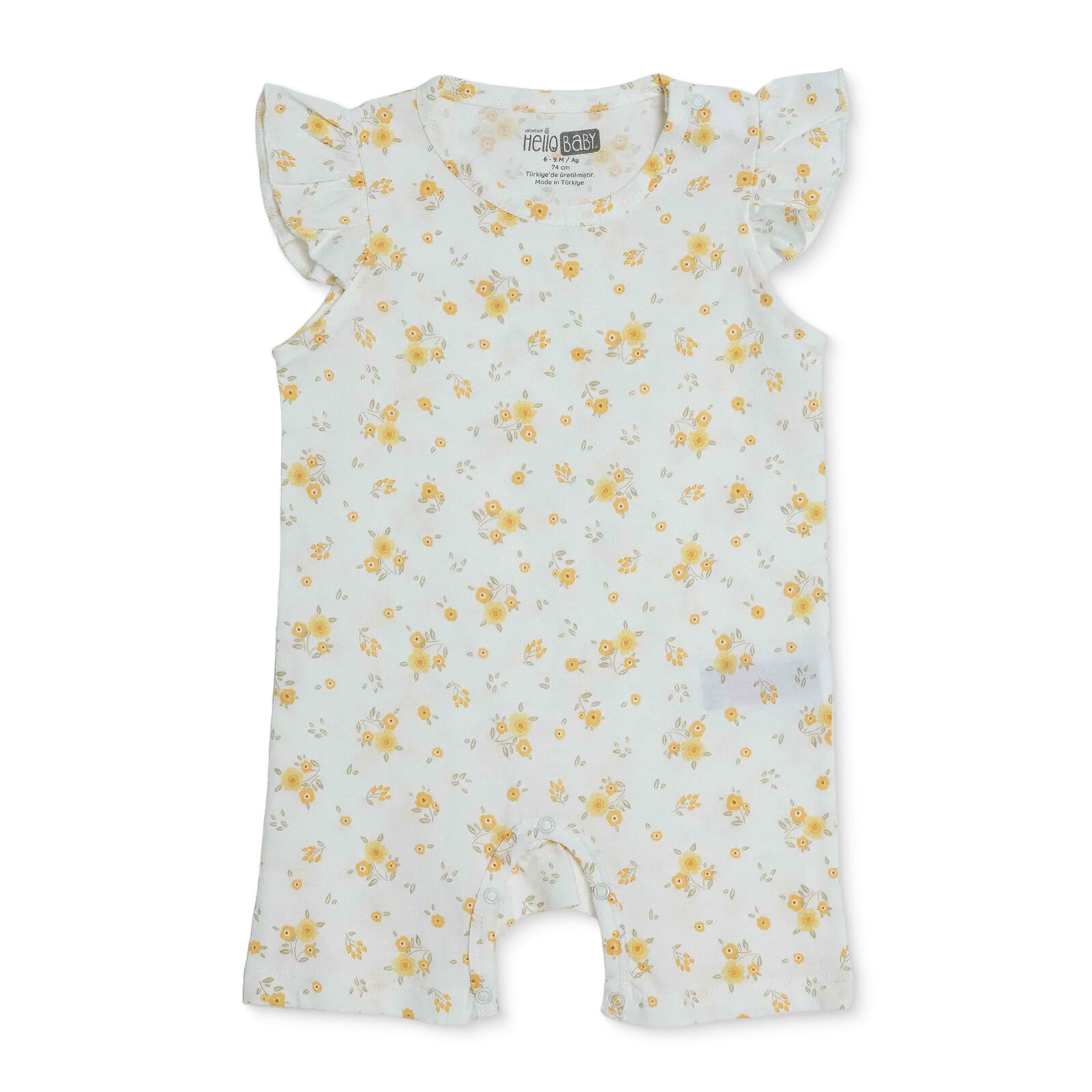 Kız Bebek Yenidoğan Kısa Tulum Bisiklet Yaka Kısa Kol Reçme Paça