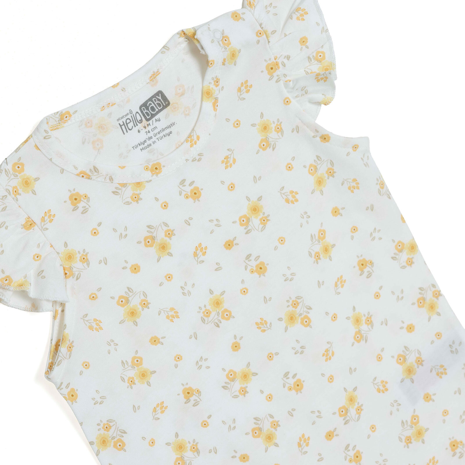 Kız Bebek Yenidoğan Kısa Tulum Bisiklet Yaka Kısa Kol Reçme Paça