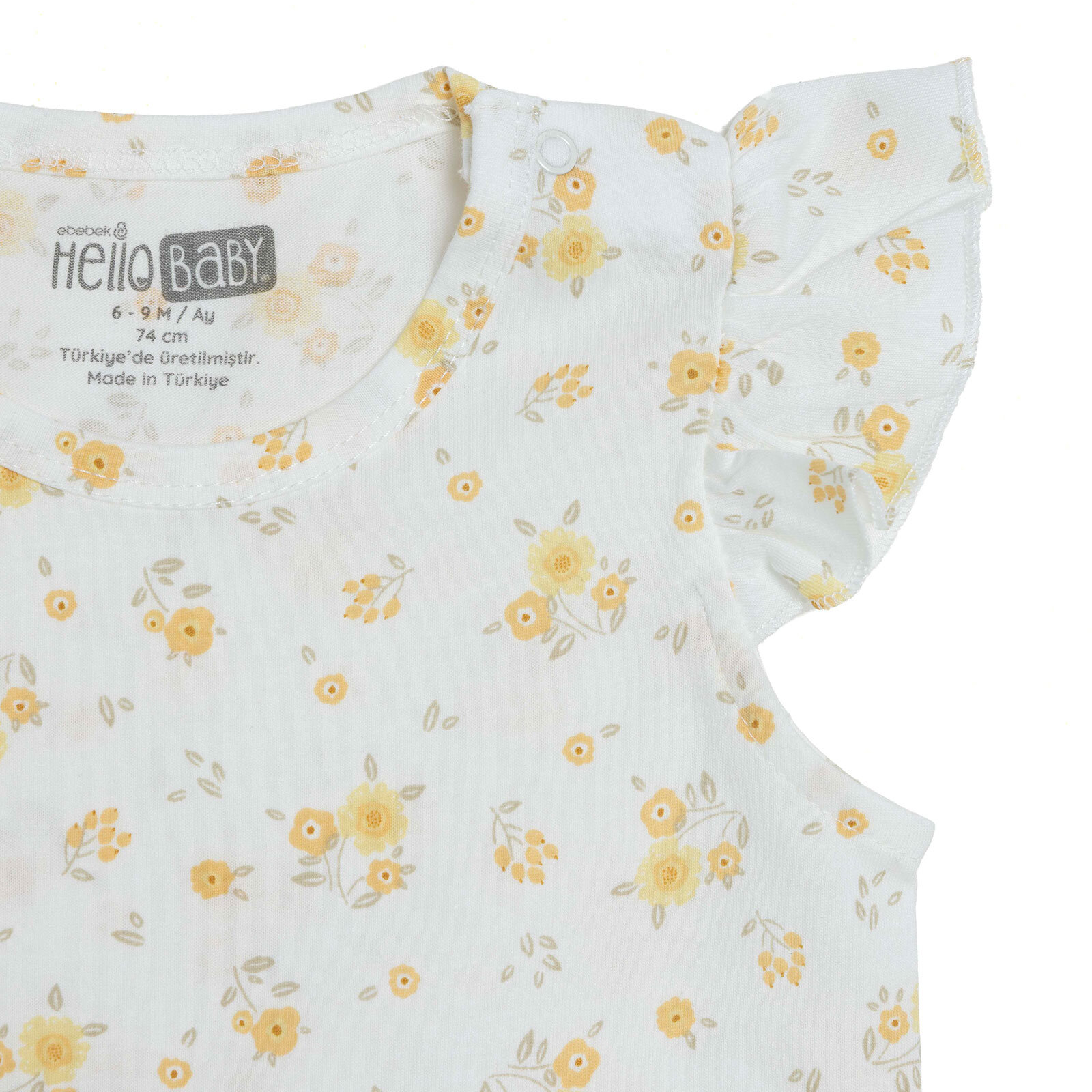 Kız Bebek Yenidoğan Kısa Tulum Bisiklet Yaka Kısa Kol Reçme Paça