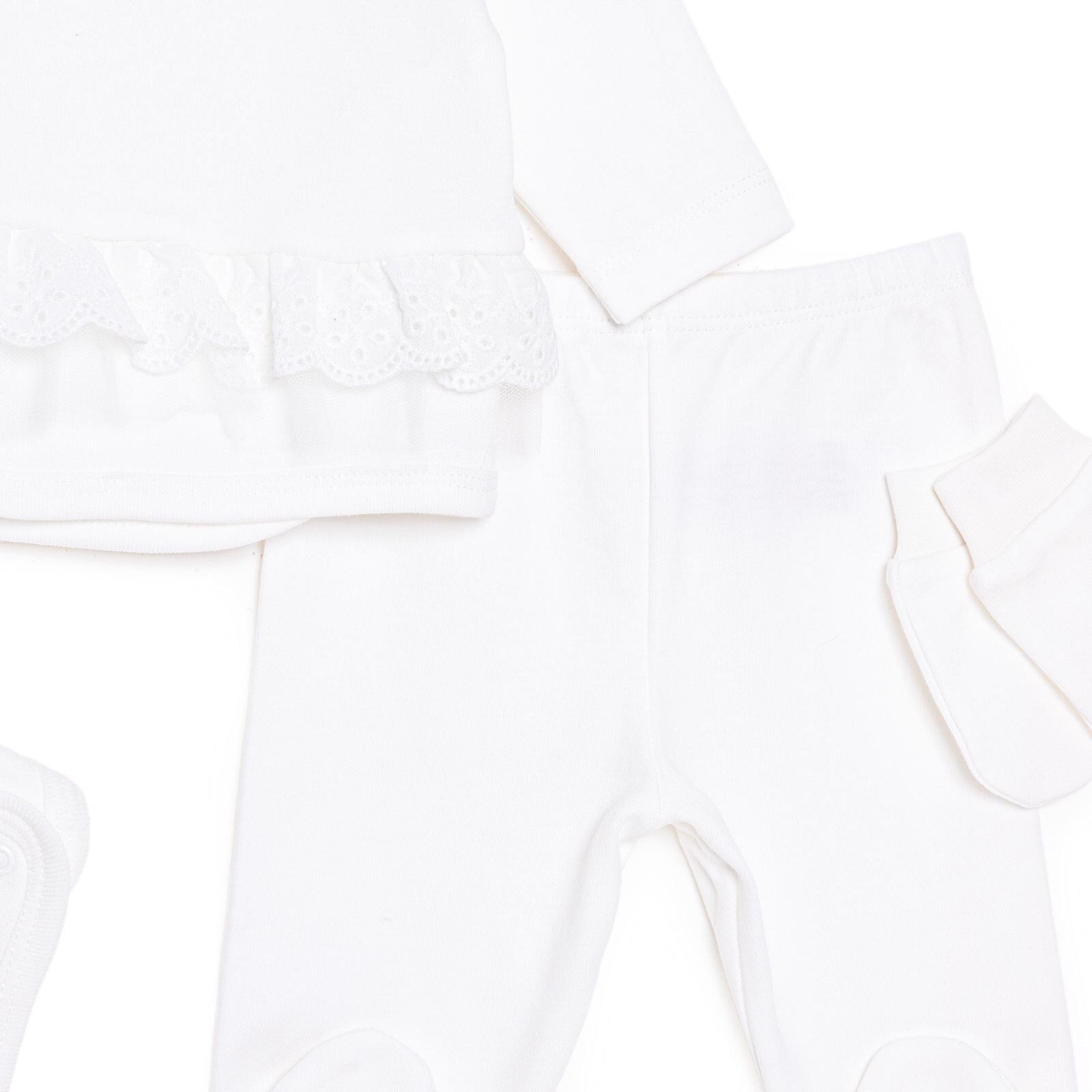 Kız Bebek Yenidoğan Mevlüt Kıyafeti İnterlok Bisiklet Yaka Uzun Kol Patikli Paça