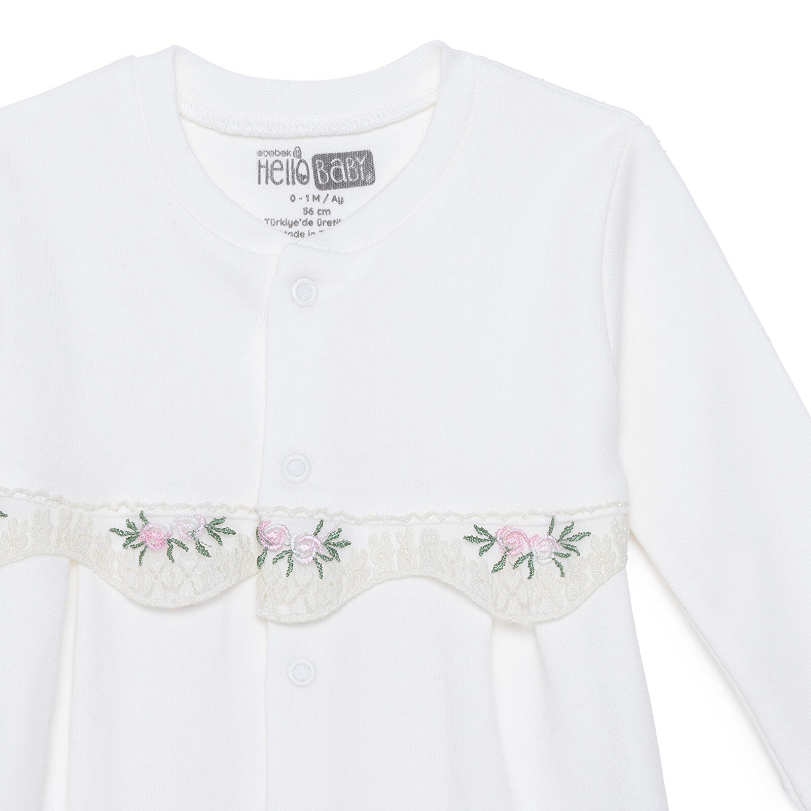 Kız Bebek Yenidoğan Patikli Tulum Bisiklet Yaka Uzun Kol Patikli Paça