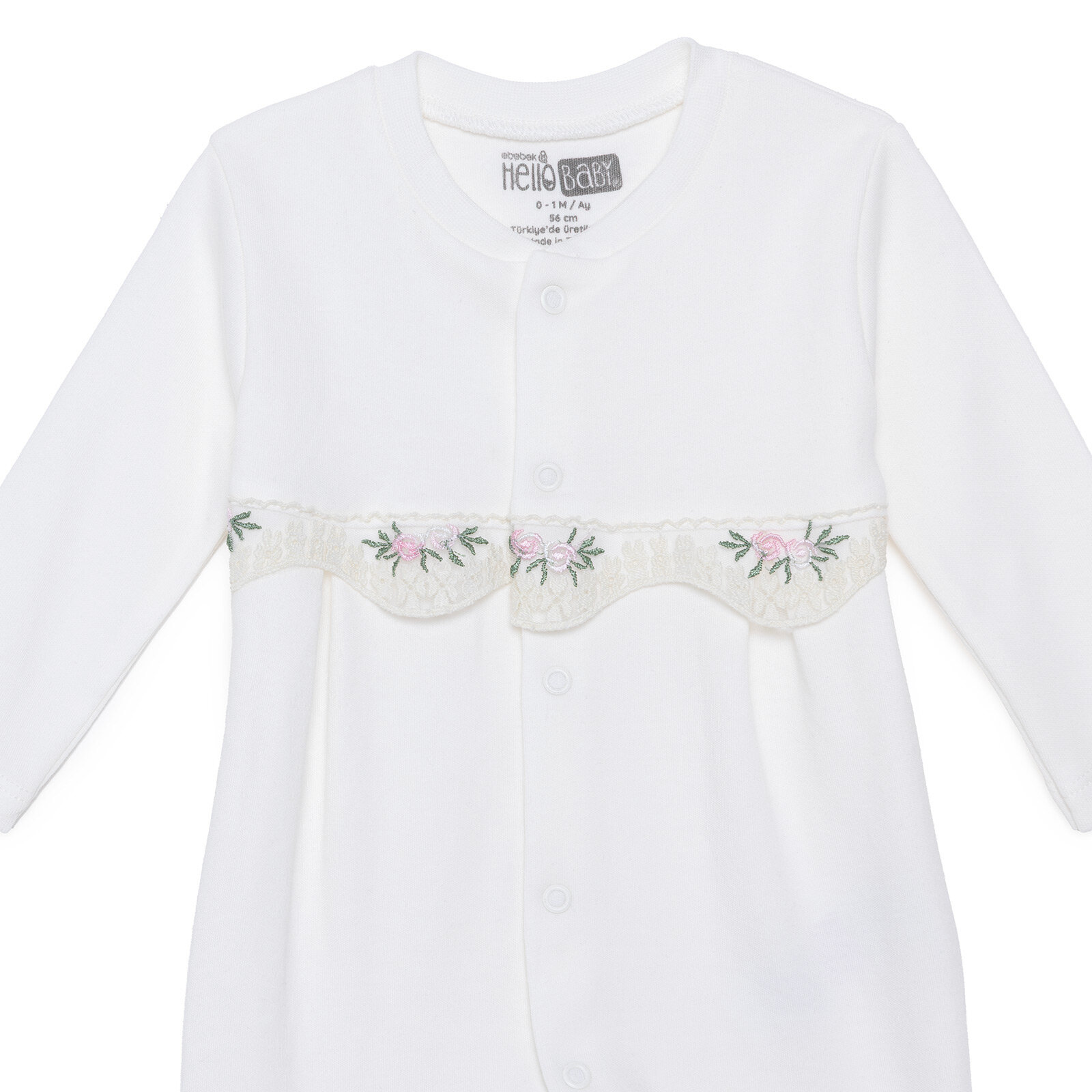 Kız Bebek Yenidoğan Patikli Tulum Bisiklet Yaka Uzun Kol Patikli Paça