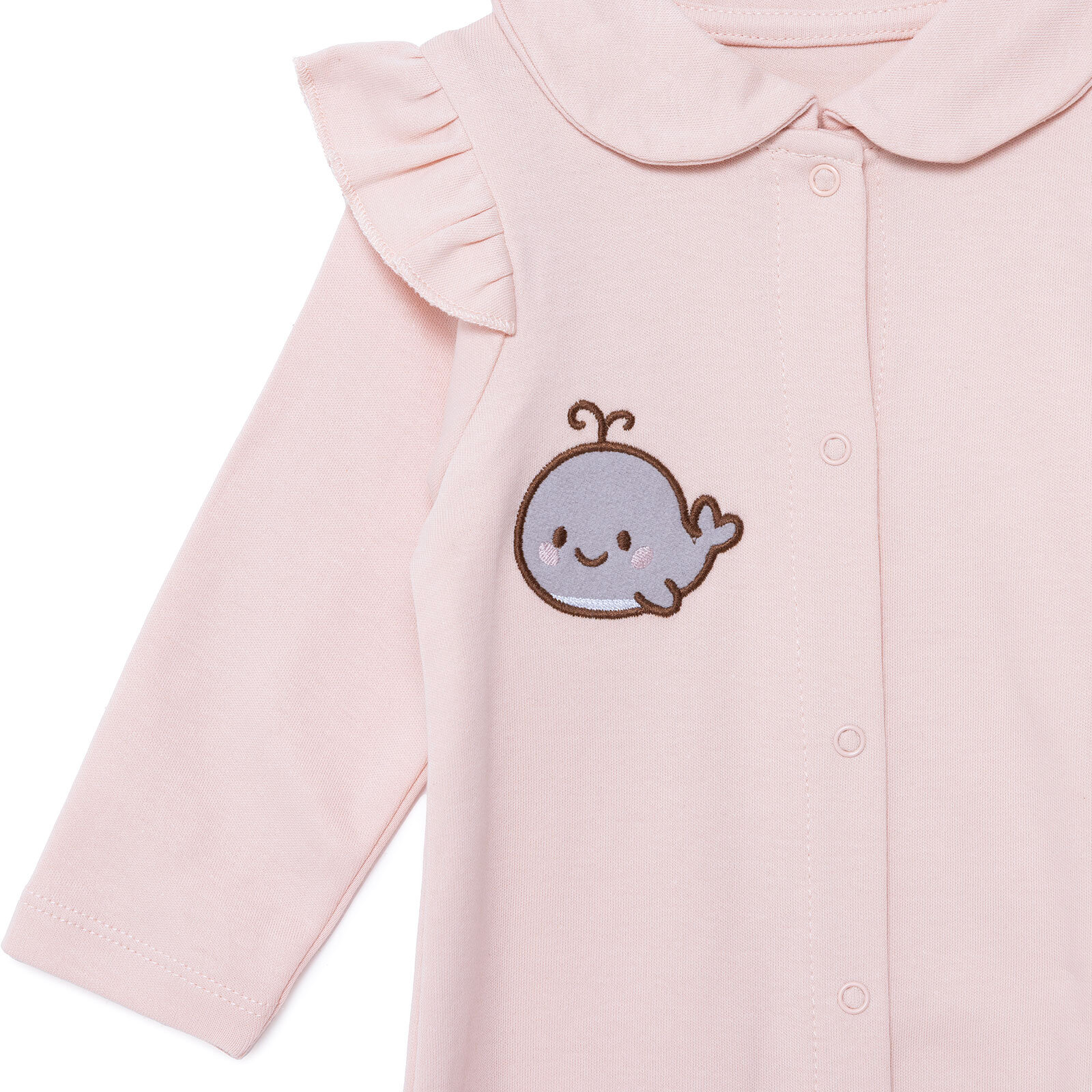 Kız Bebek Yenidoğan Patikli Tulum İnterlok Bebe Yaka Uzun Kol Patikli Paça