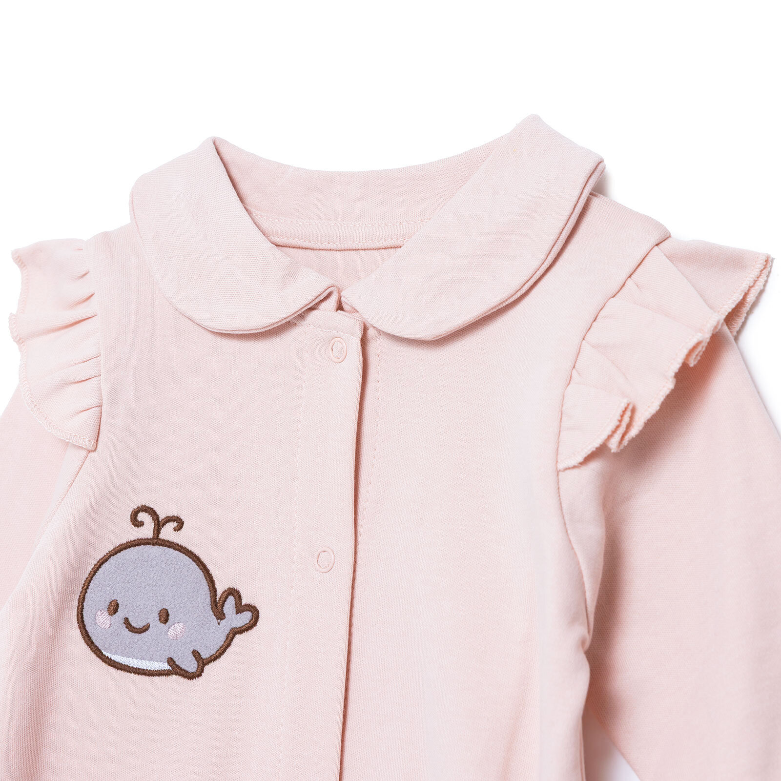 Kız Bebek Yenidoğan Patikli Tulum İnterlok Bebe Yaka Uzun Kol Patikli Paça