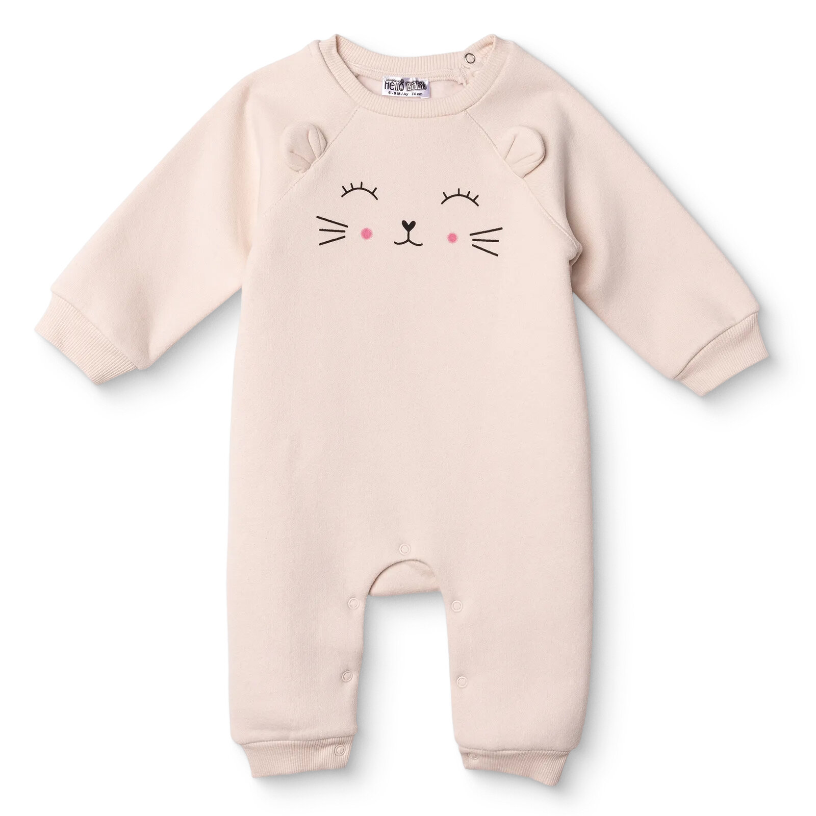 Kız Bebek Yenidoğan Patiksiz Tulum Şardonlu Üç İplik Bisiklet Yaka Uzun Kol Patiksiz Paça