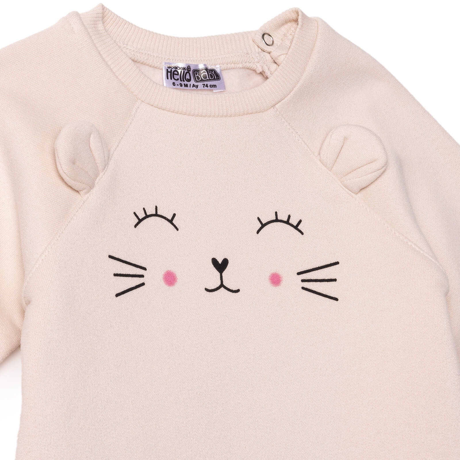 Kız Bebek Yenidoğan Patiksiz Tulum Şardonlu Üç İplik Bisiklet Yaka Uzun Kol Patiksiz Paça