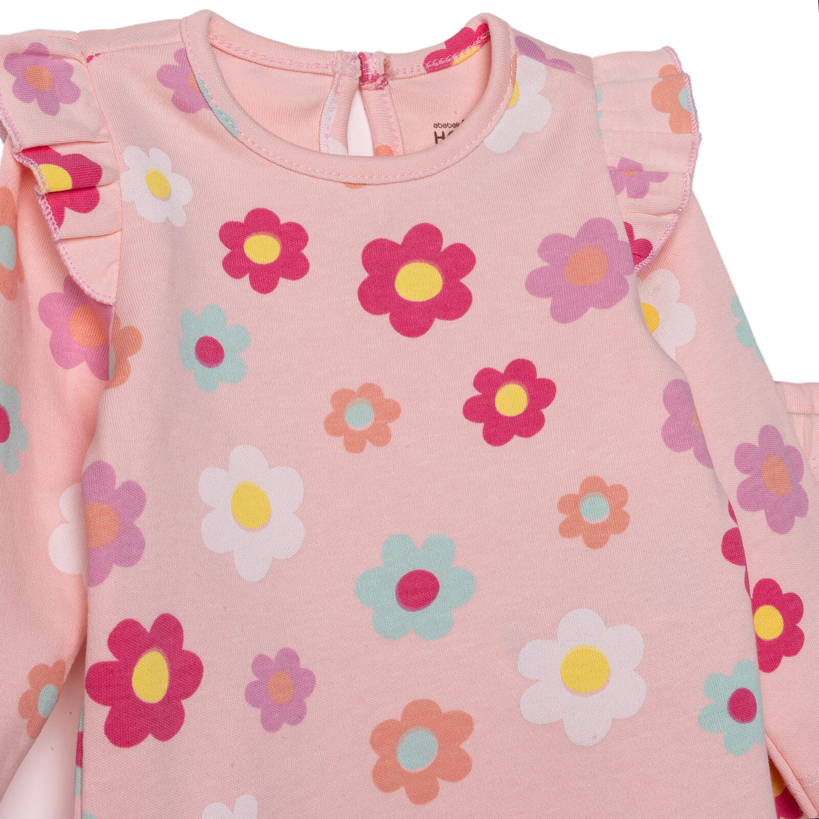 Kız Bebek Yenidoğan Sweatshirt-Patiksiz İnterlok Bisiklet Yaka Uzun Kol Patiksiz