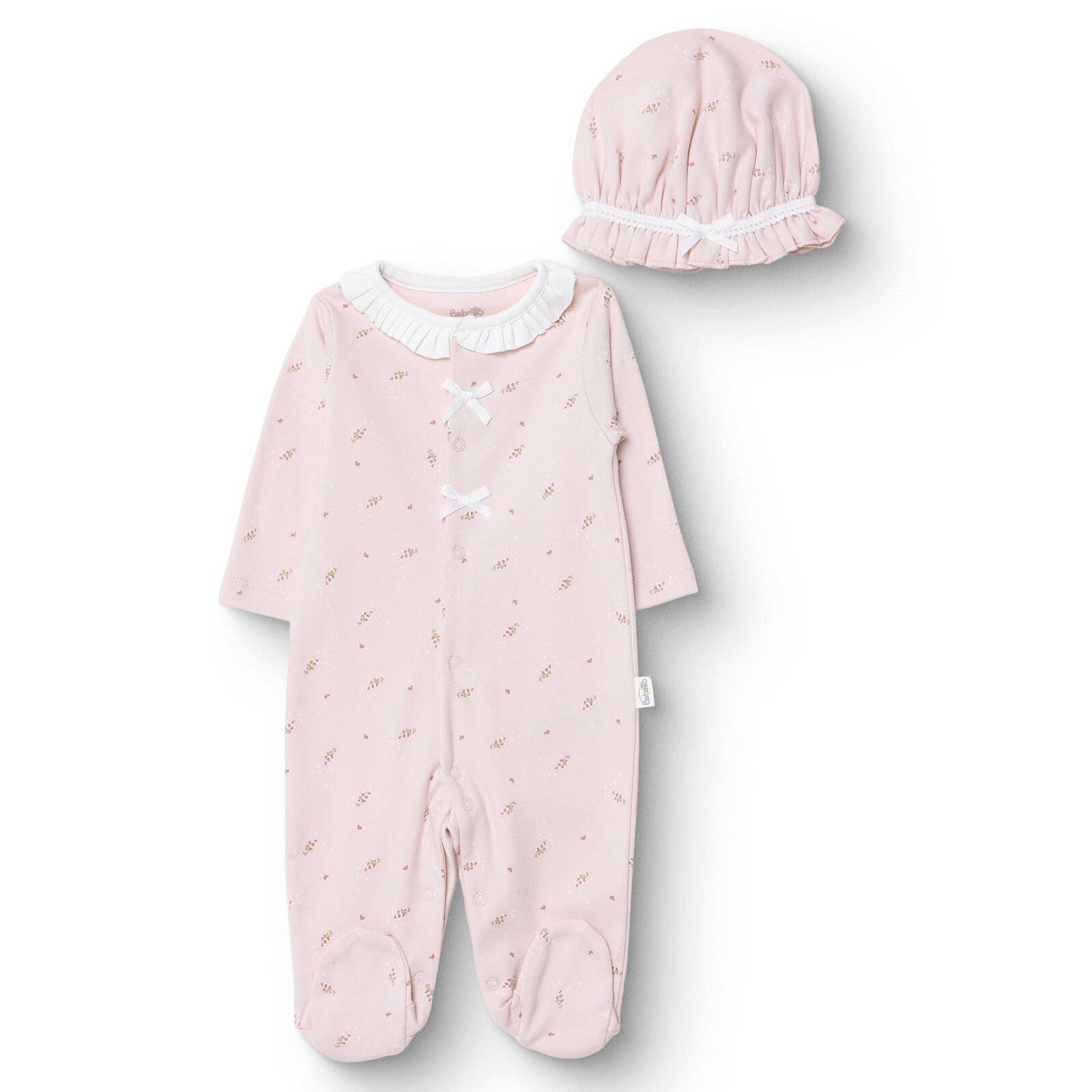 Kız Bebek Yenidoğan Tiny Florist Tulum-Şapka İnterlok Fırfırlı Yaka Uzun Kol Patikli Paça Kız Bebek Yenidoğan Tiny Florist Tulum-Şapka İnterlok Fırfırlı Yaka Uzun Kol Patikli Paça